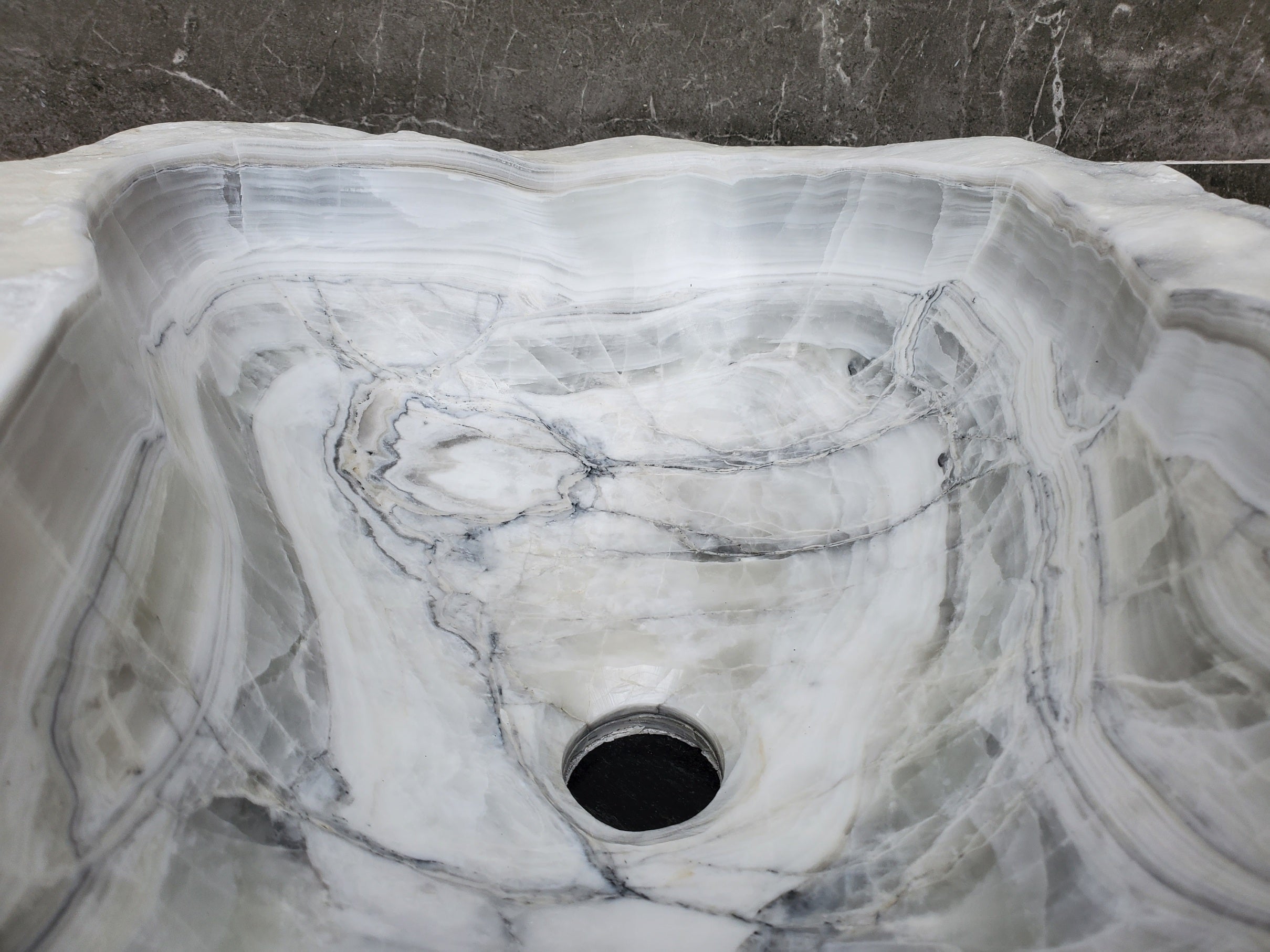 S30_12 Onyx Stone Vessel Bathroom Sink - 18.2 x 13.7 inch