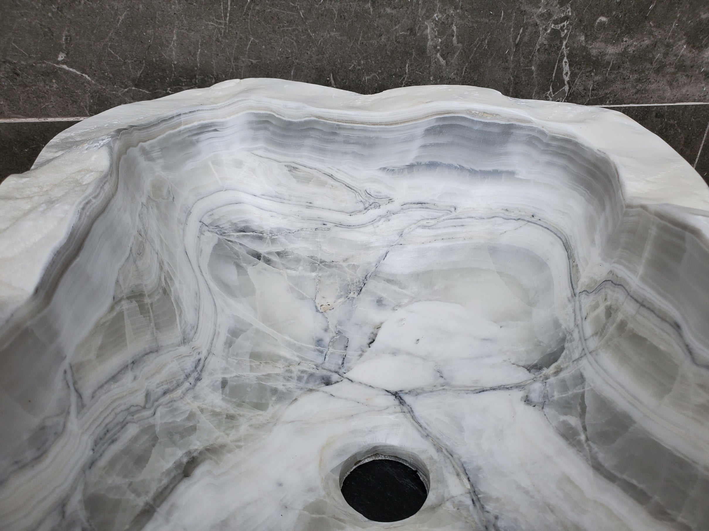 S30_12 Onyx Stone Vessel Bathroom Sink - 18.2 x 13.7 inch