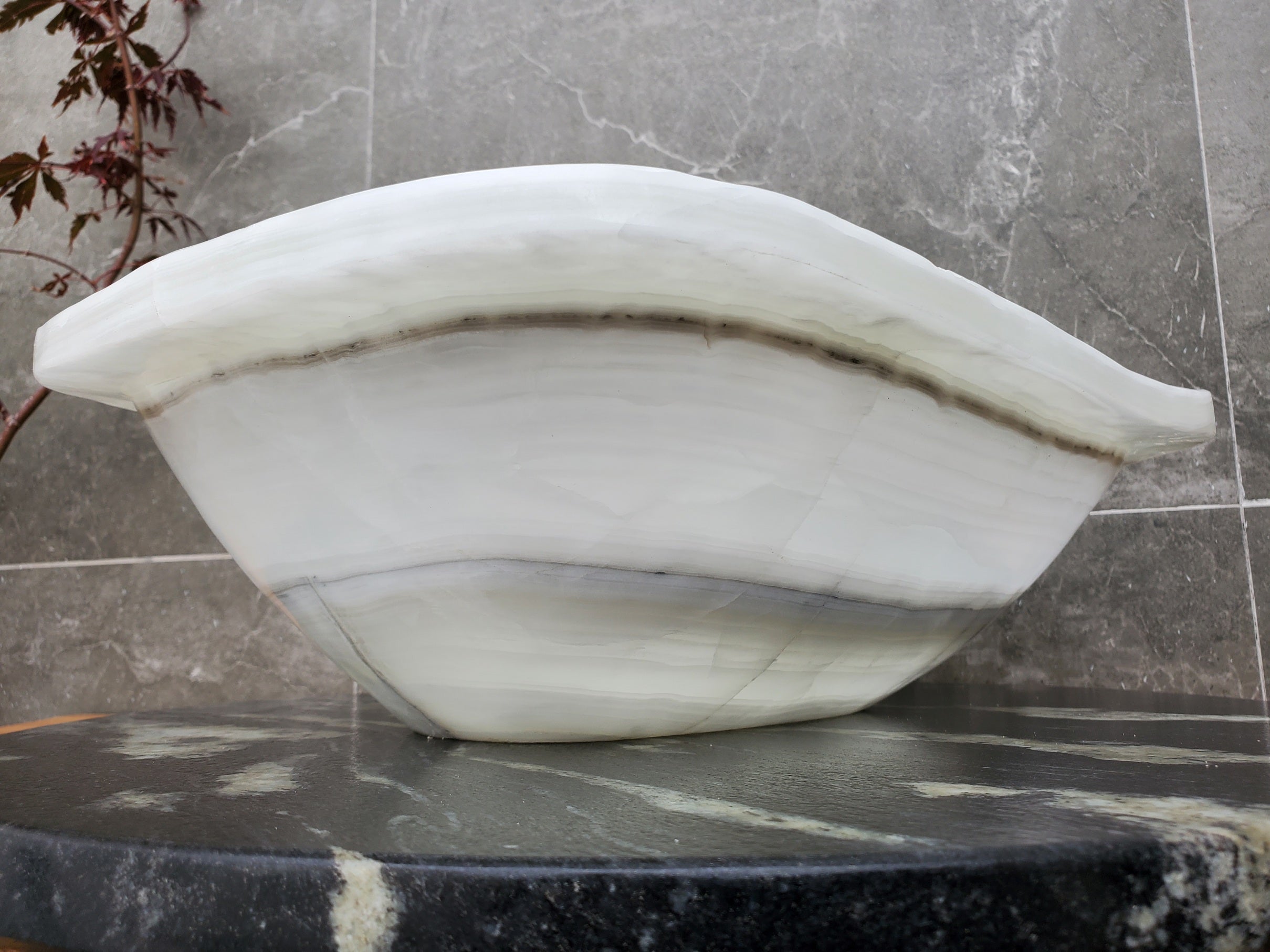 S30_10 Onyx Stone Vessel Bathroom Sink - 17 x 14 inch