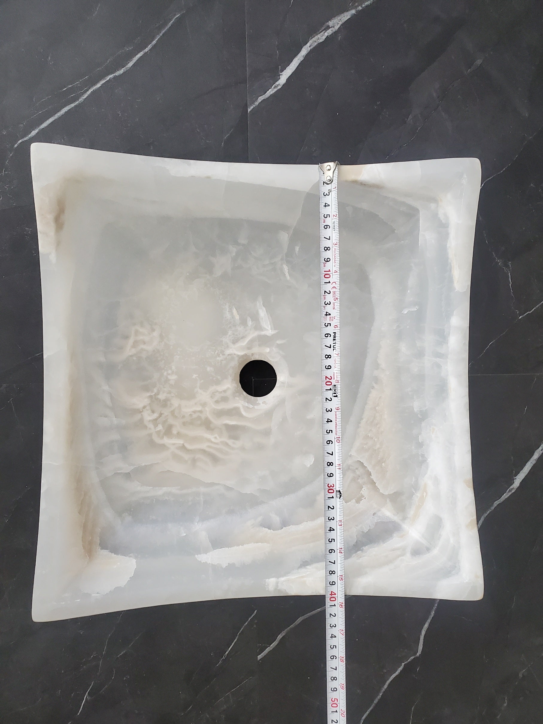 S27_06 Onyx Stone Bathroom Vessel Sink (Square)