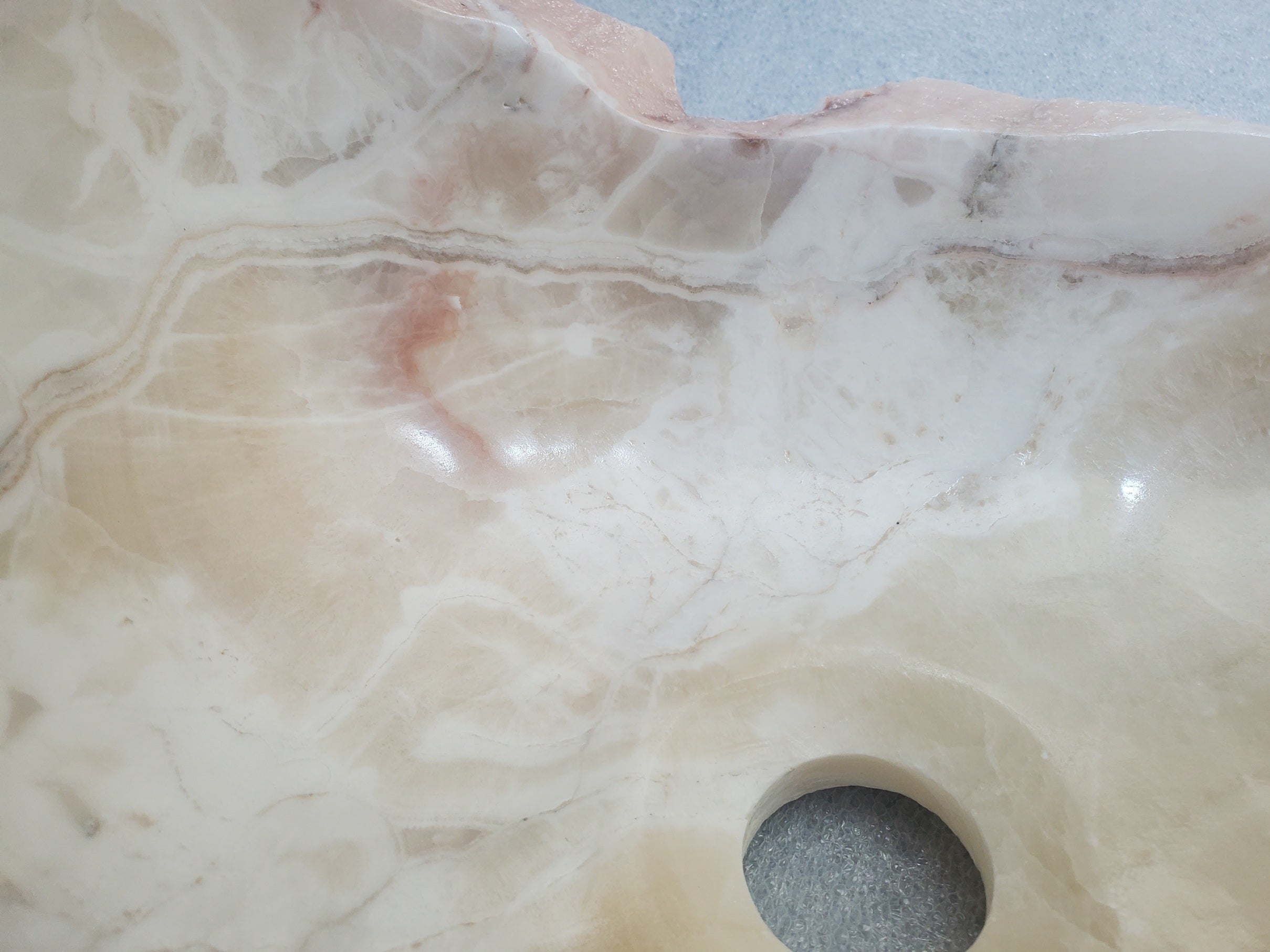 S25_06 White Onyx Stone Vessel Sink
