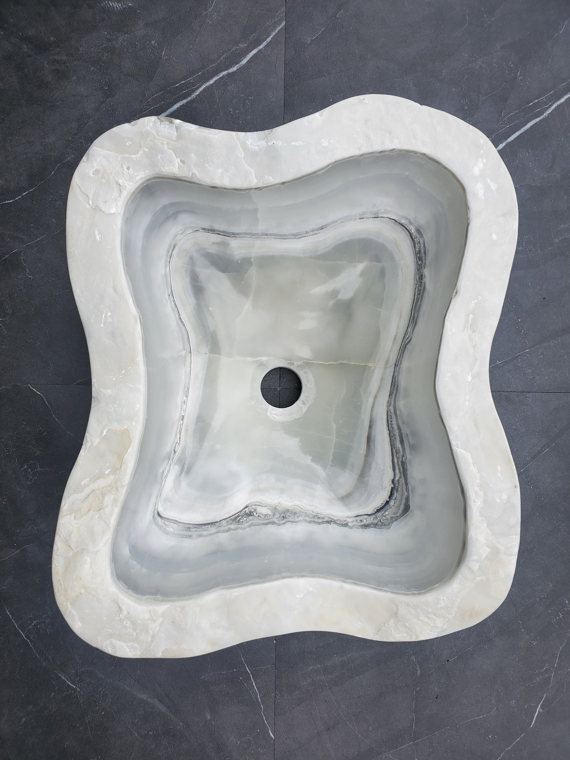 S30_08 Onyx Stone Vessel Bathroom Sink - 17.5 x 14.5 inch