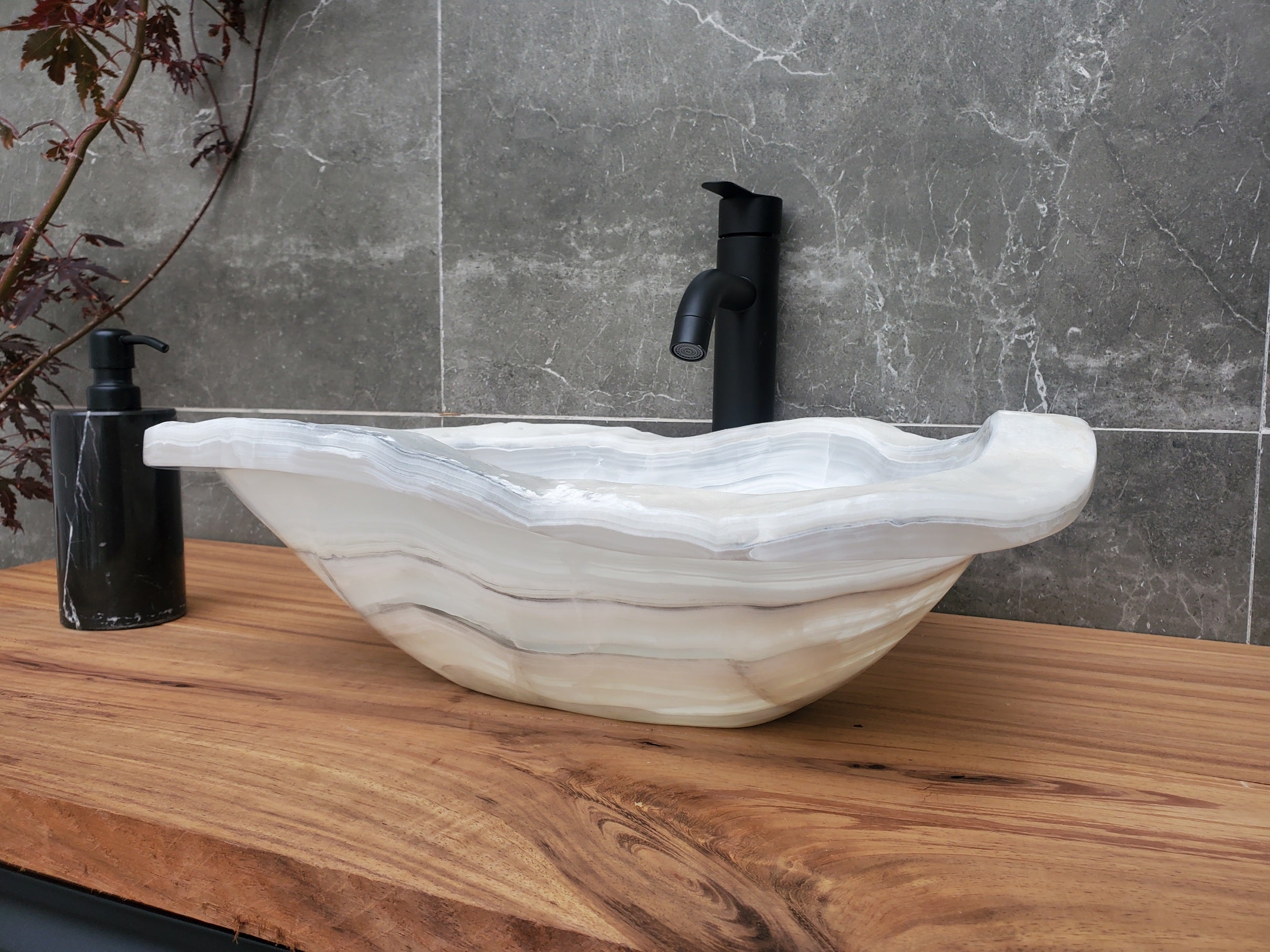 S30_05 Onyx Stone Vessel Bathroom Sink - 18 x 14.5 inch