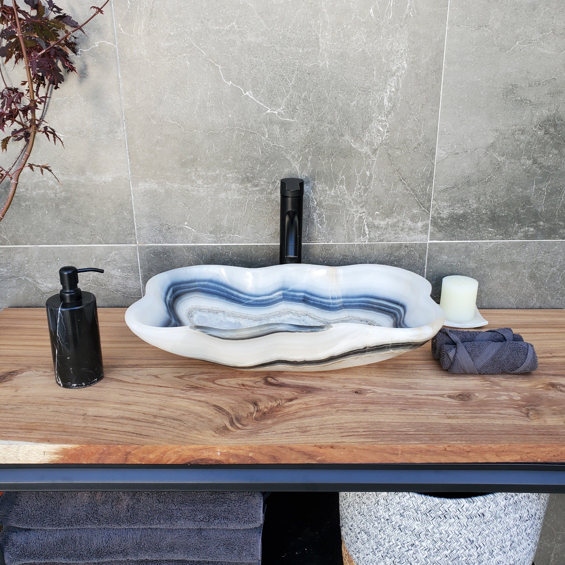 S29_08 SOLD Onyx Stone Bathroom Vessel Sink
