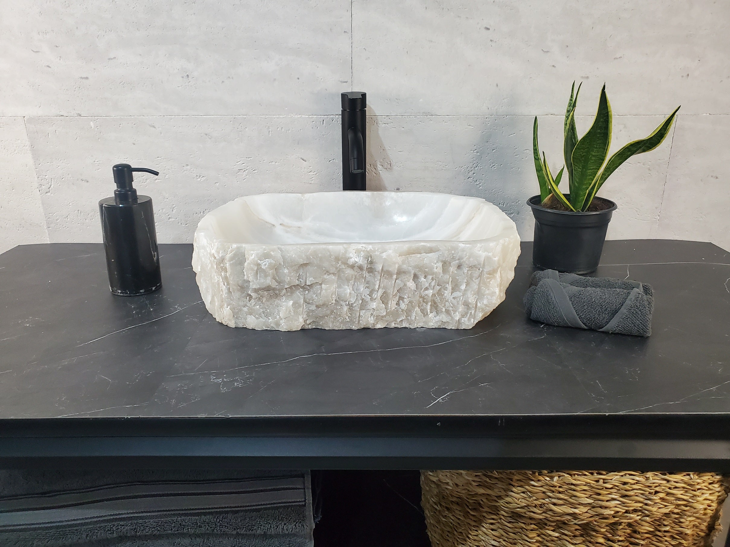 S27_17 Onyx Stone Bathroom Vessel Sink