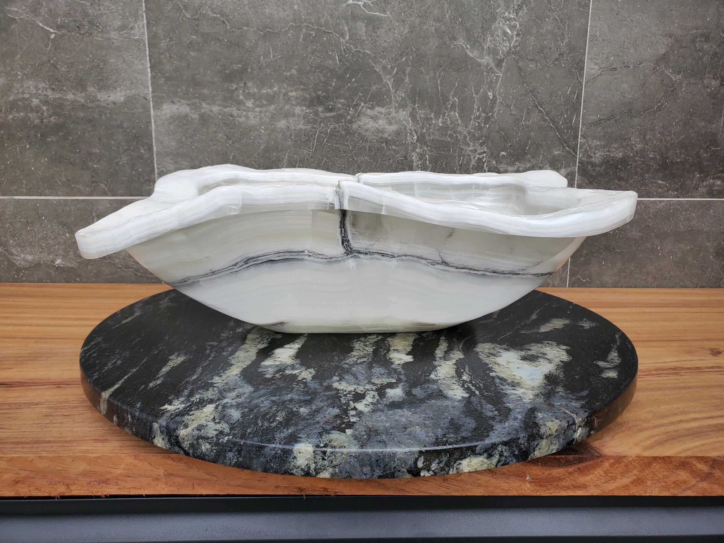 S30_07 Onyx Stone Vessel Bathroom Sink - 18 x 14 inch