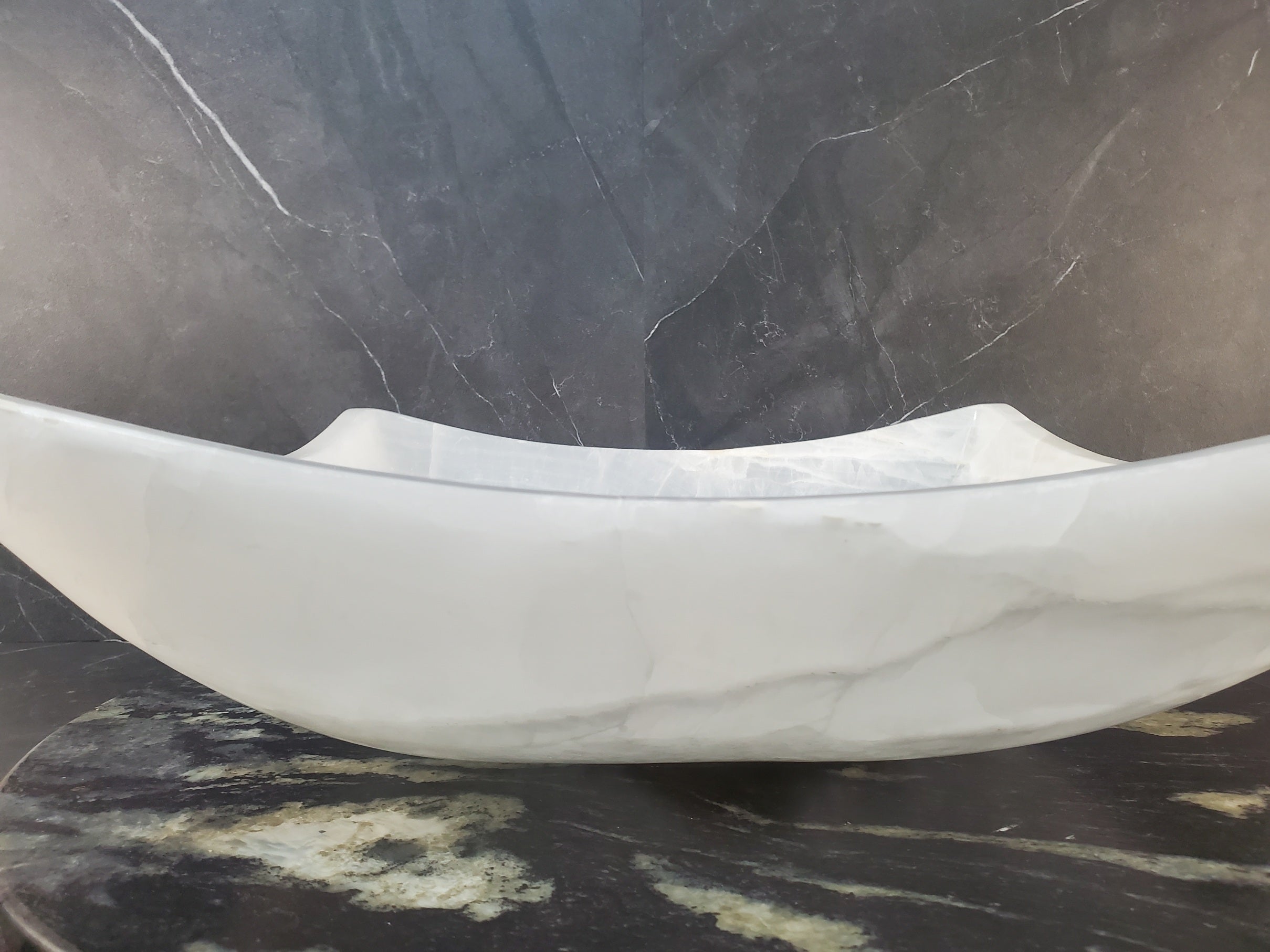 S27_07 Onyx Stone Bathroom Vessel Sink (Square)