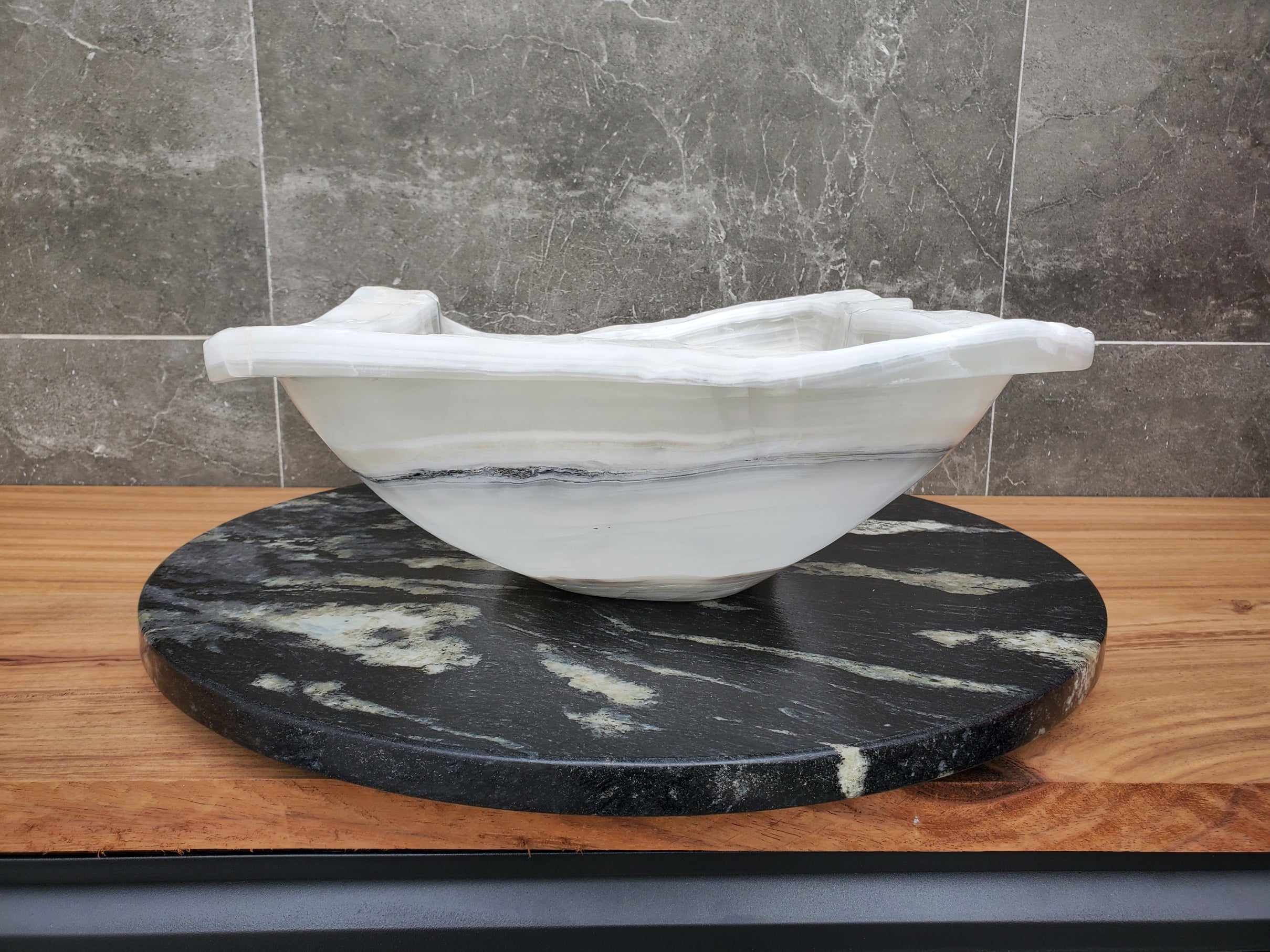 S30_07 Onyx Stone Vessel Bathroom Sink - 18 x 14 inch