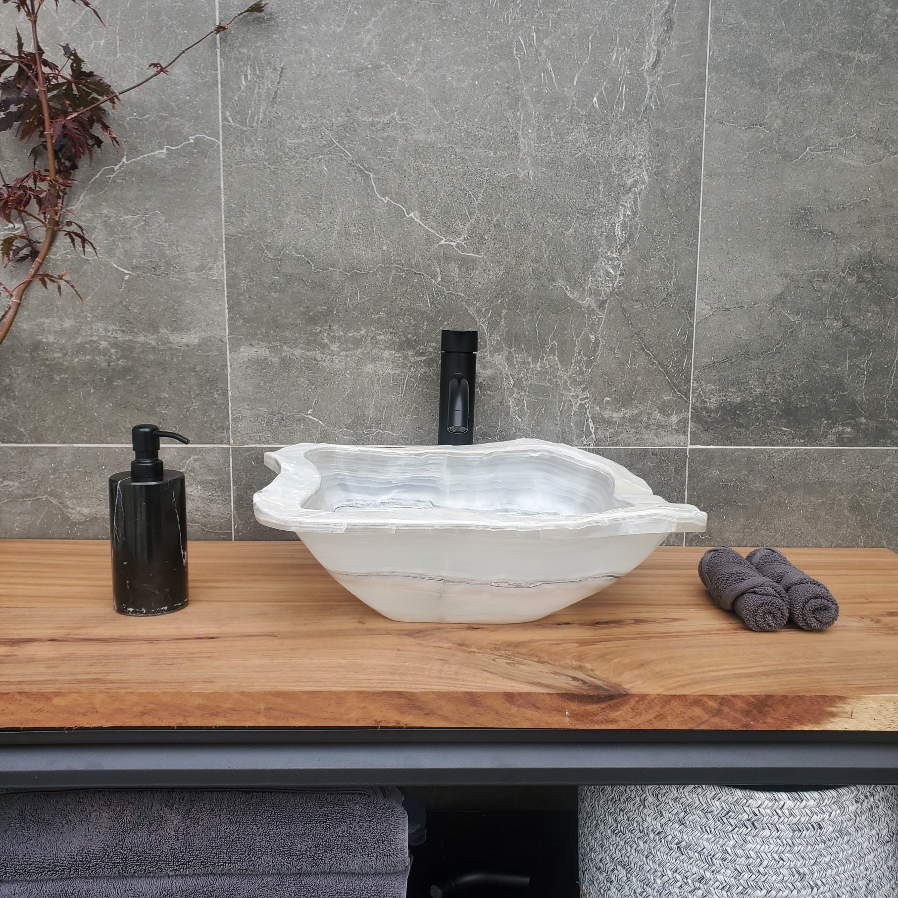 S30_08 Onyx Stone Vessel Bathroom Sink