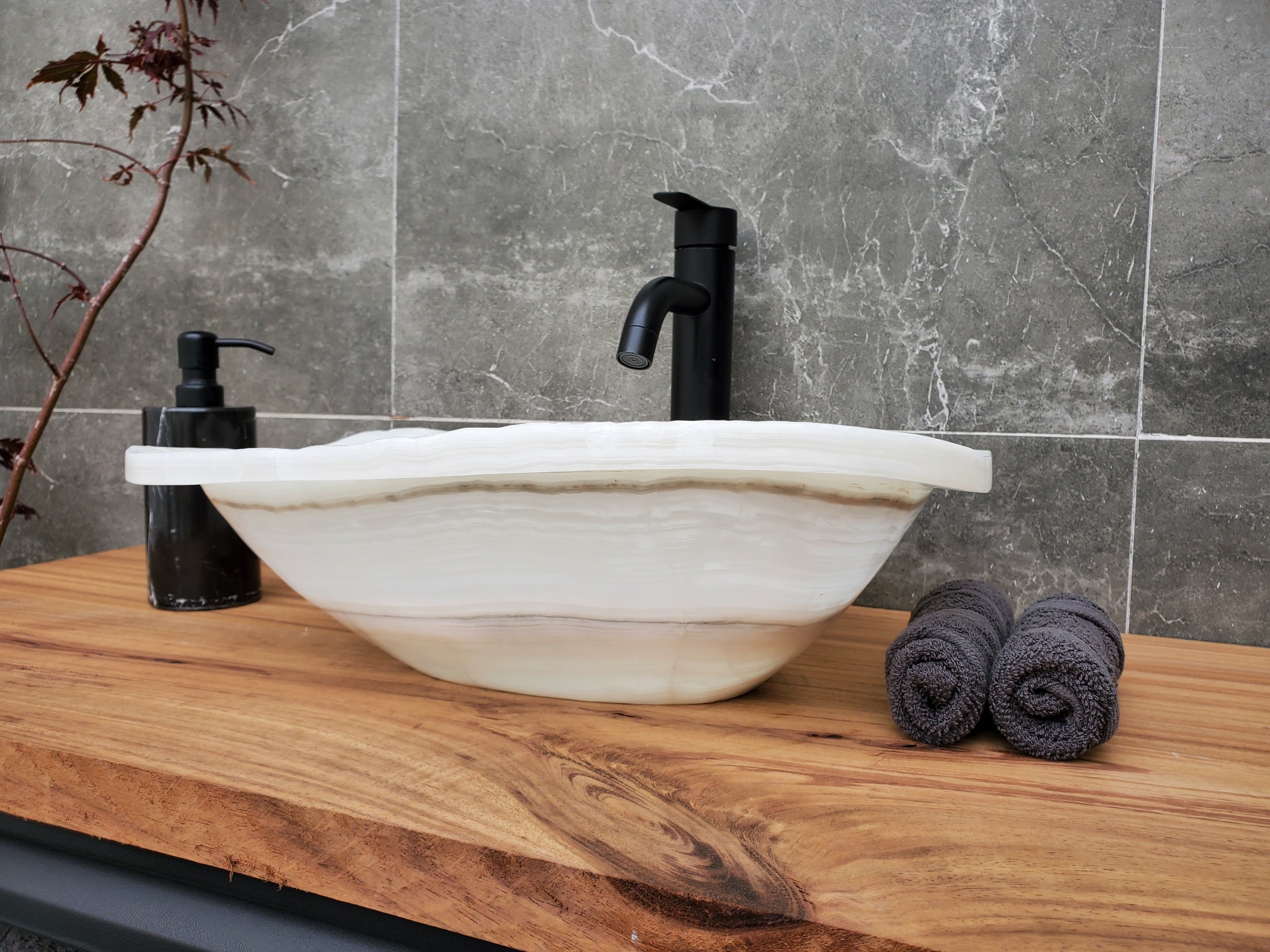 S30_10 Onyx Stone Vessel Bathroom Sink