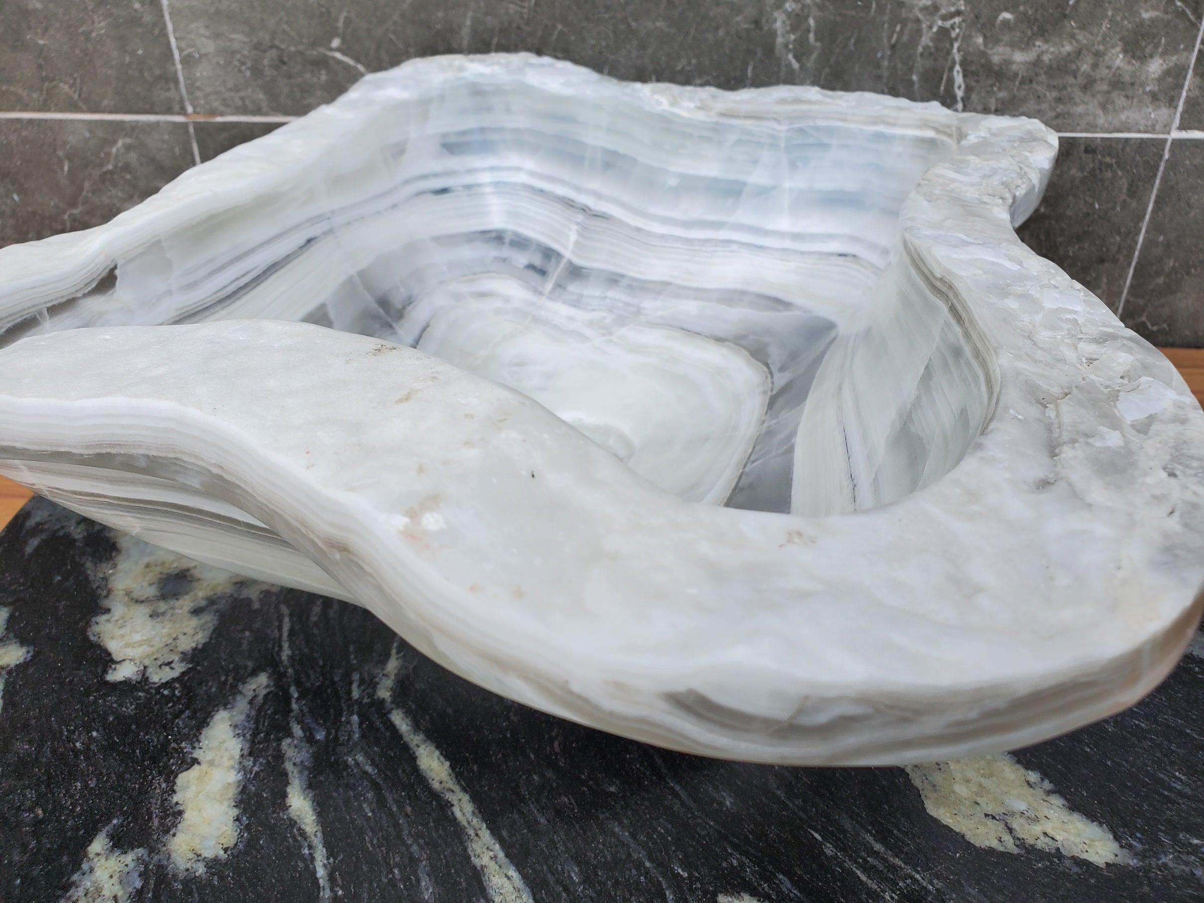 S30_11 Onyx Stone Vessel Bathroom Sink - 18.5 x 14.5 inch