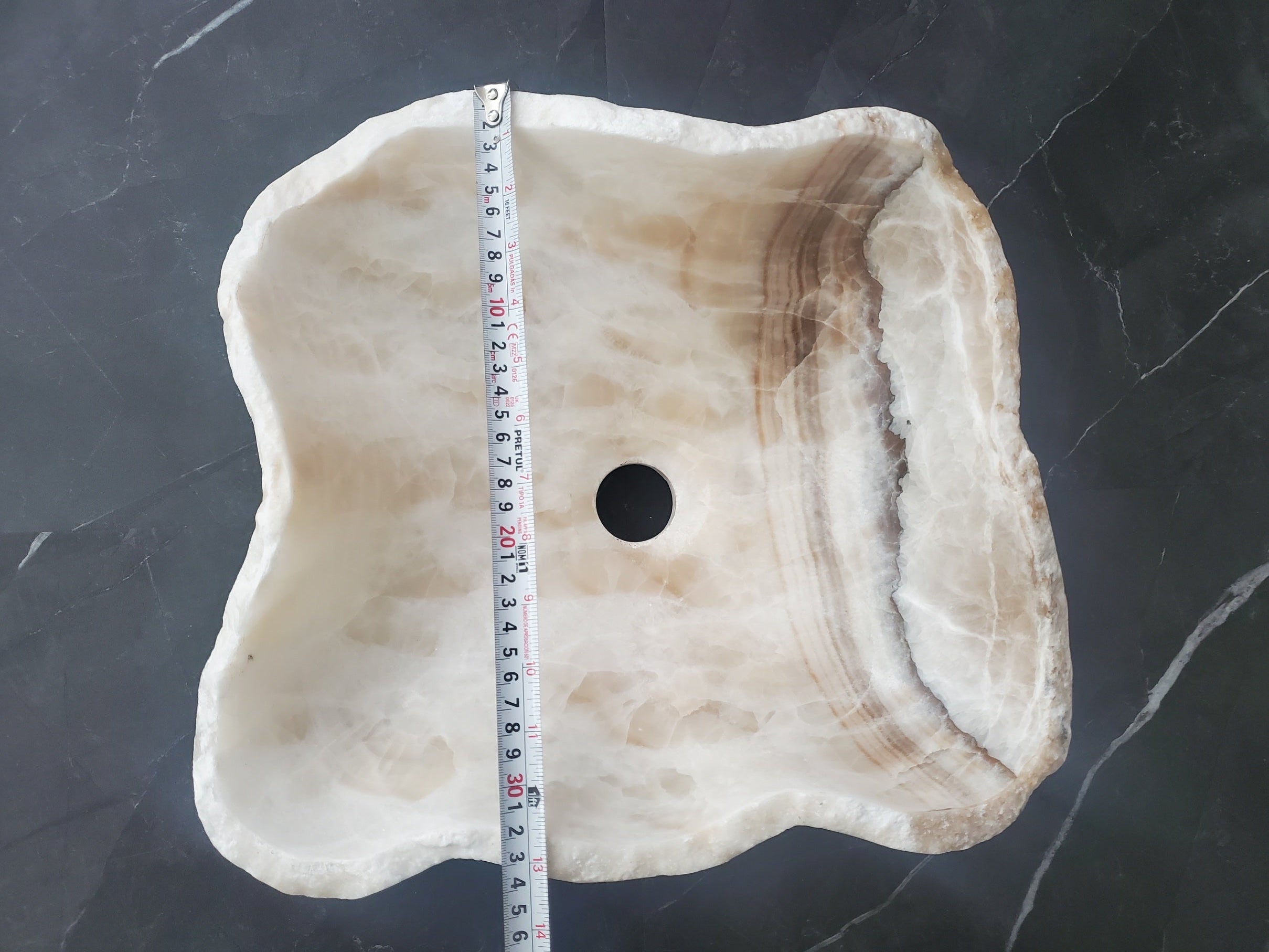 S27_05 Onyx Stone Bathroom Vessel Sink - 15 x 13.5 inch