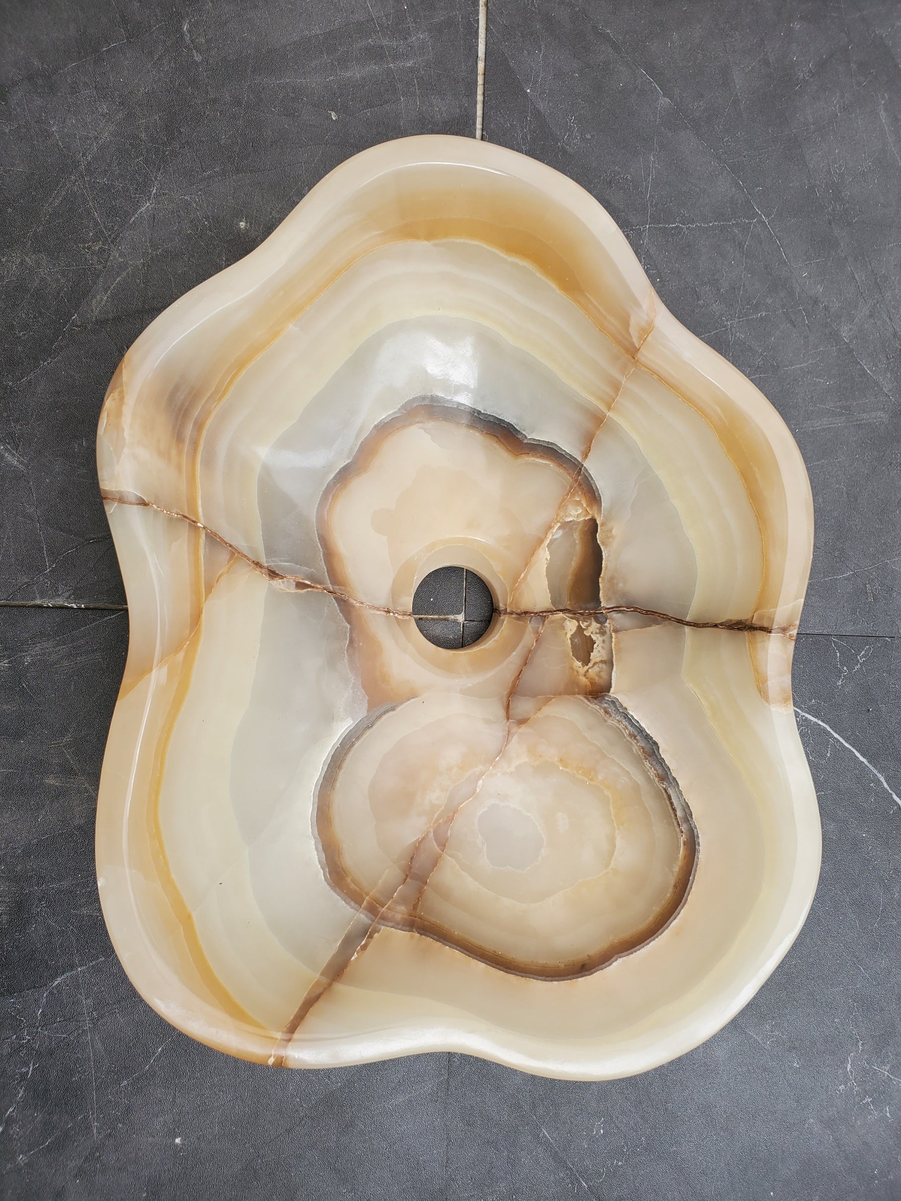 S31_28 Onyx Stone Vessel Bathroom Sink - 15 x 12 inch