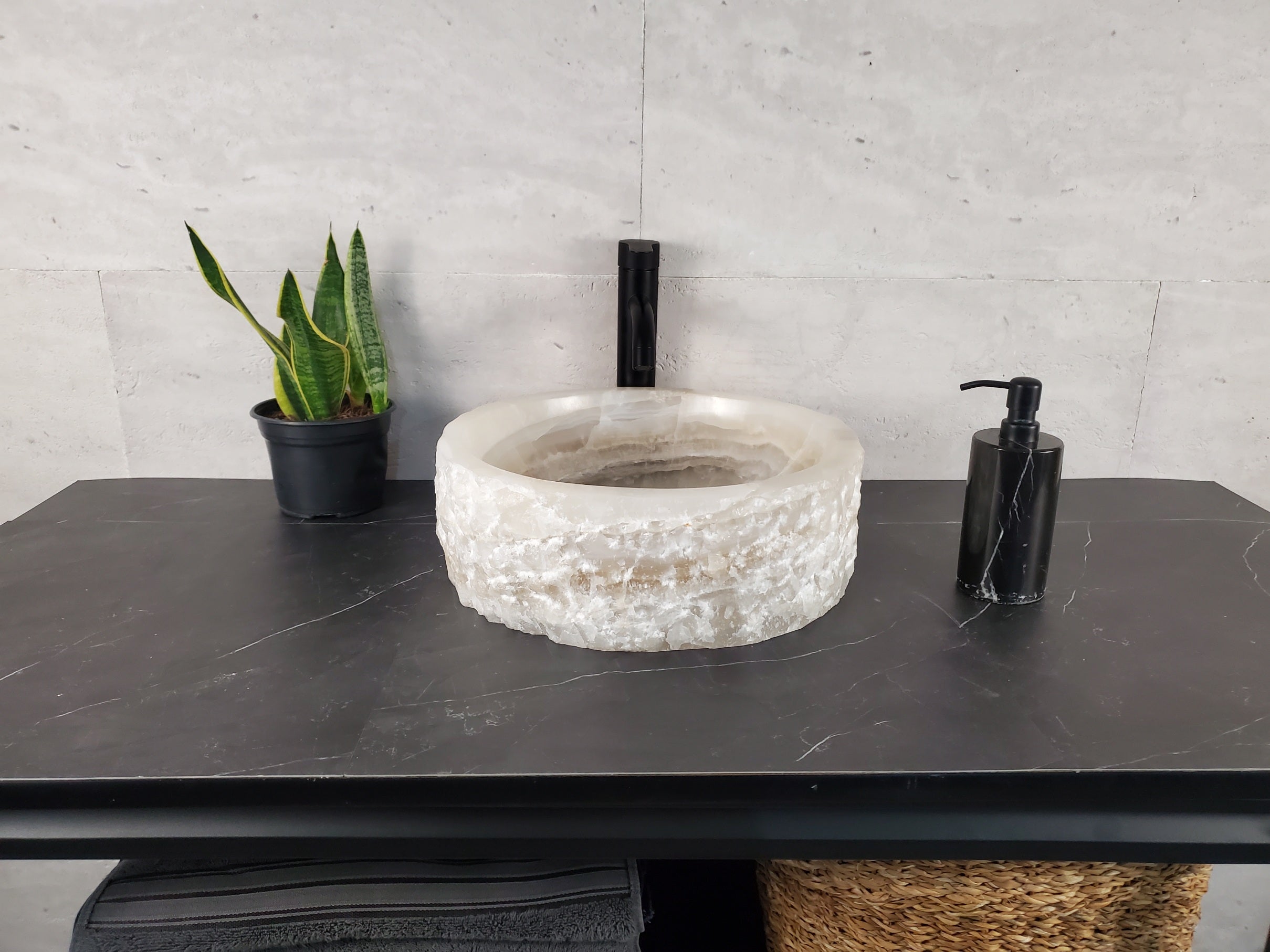 S27_14 Round Onyx Vessel Sink