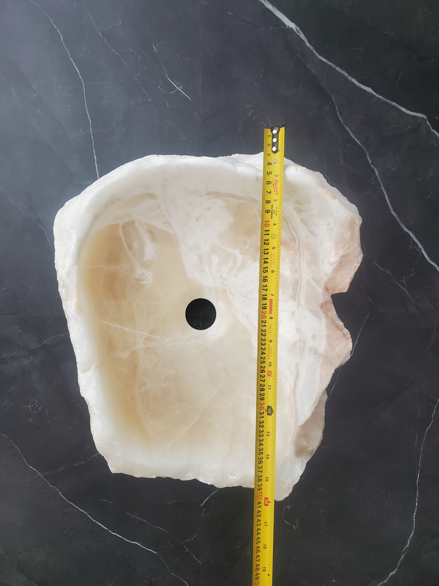 S25_06 White Onyx Stone Vessel Sink