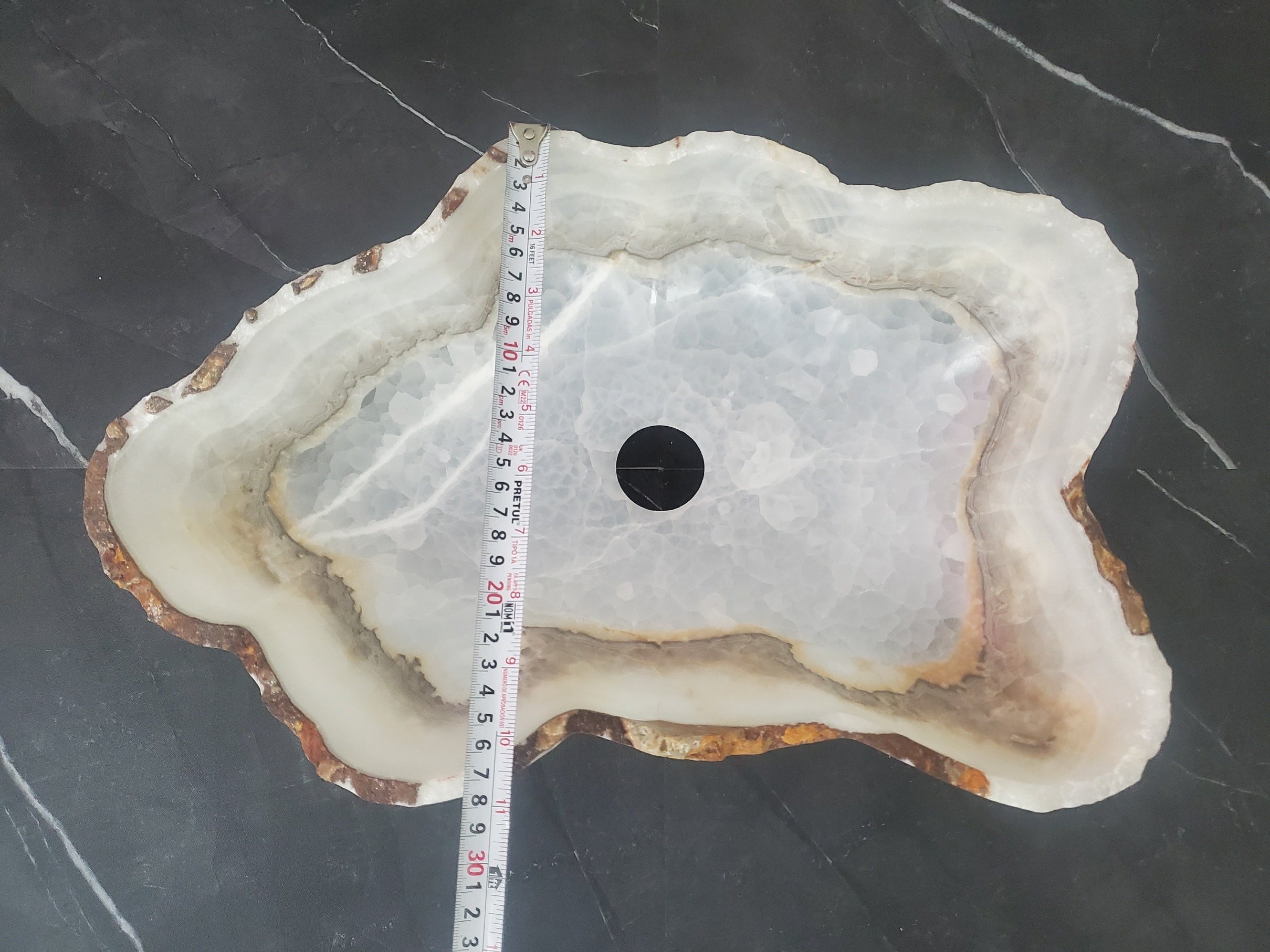 S27_03 White Onyx Stone Bathroom Vessel Sink - 18 x 10.5 inch