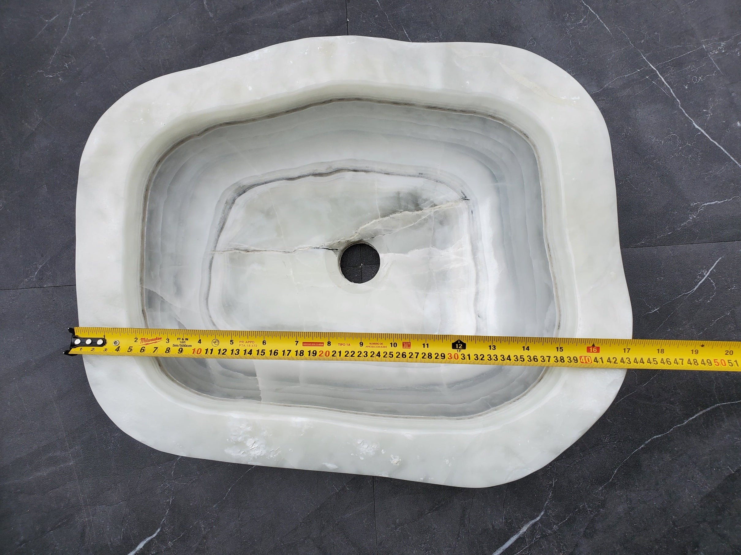 S30_10 Onyx Stone Vessel Bathroom Sink - 17 x 14 inch