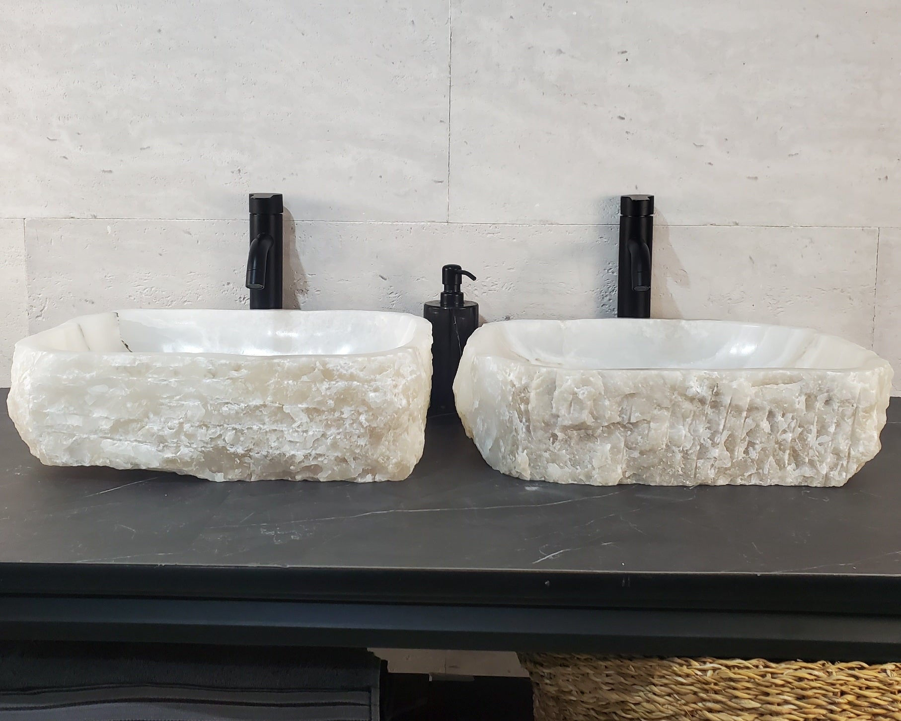SET1035 Onyx Stone Master Bath Set of 2 (Two) Vessel Sinks