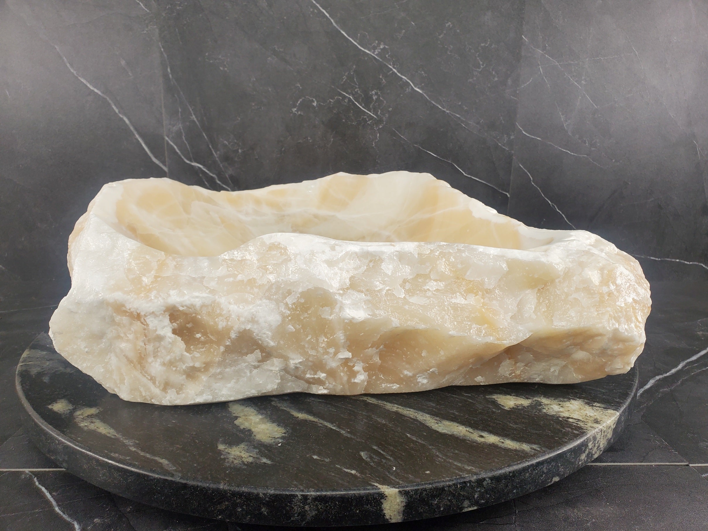 S25_07 White Onyx Stone Vessel Sink