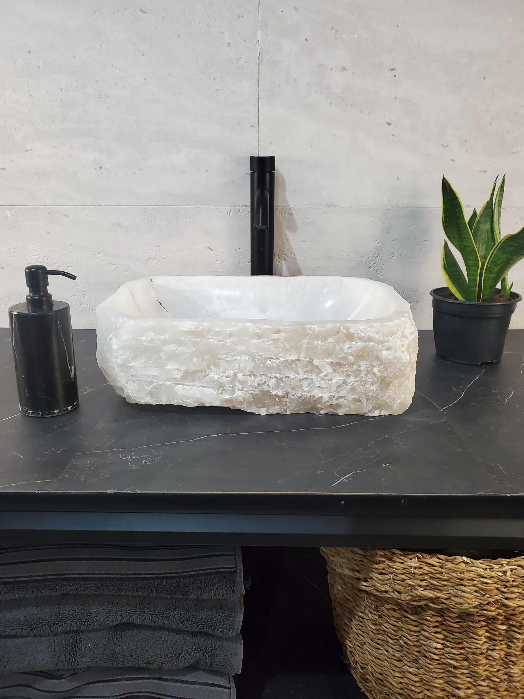 SET1035 Onyx Stone Master Bath Set of 2 (Two) Vessel Sinks