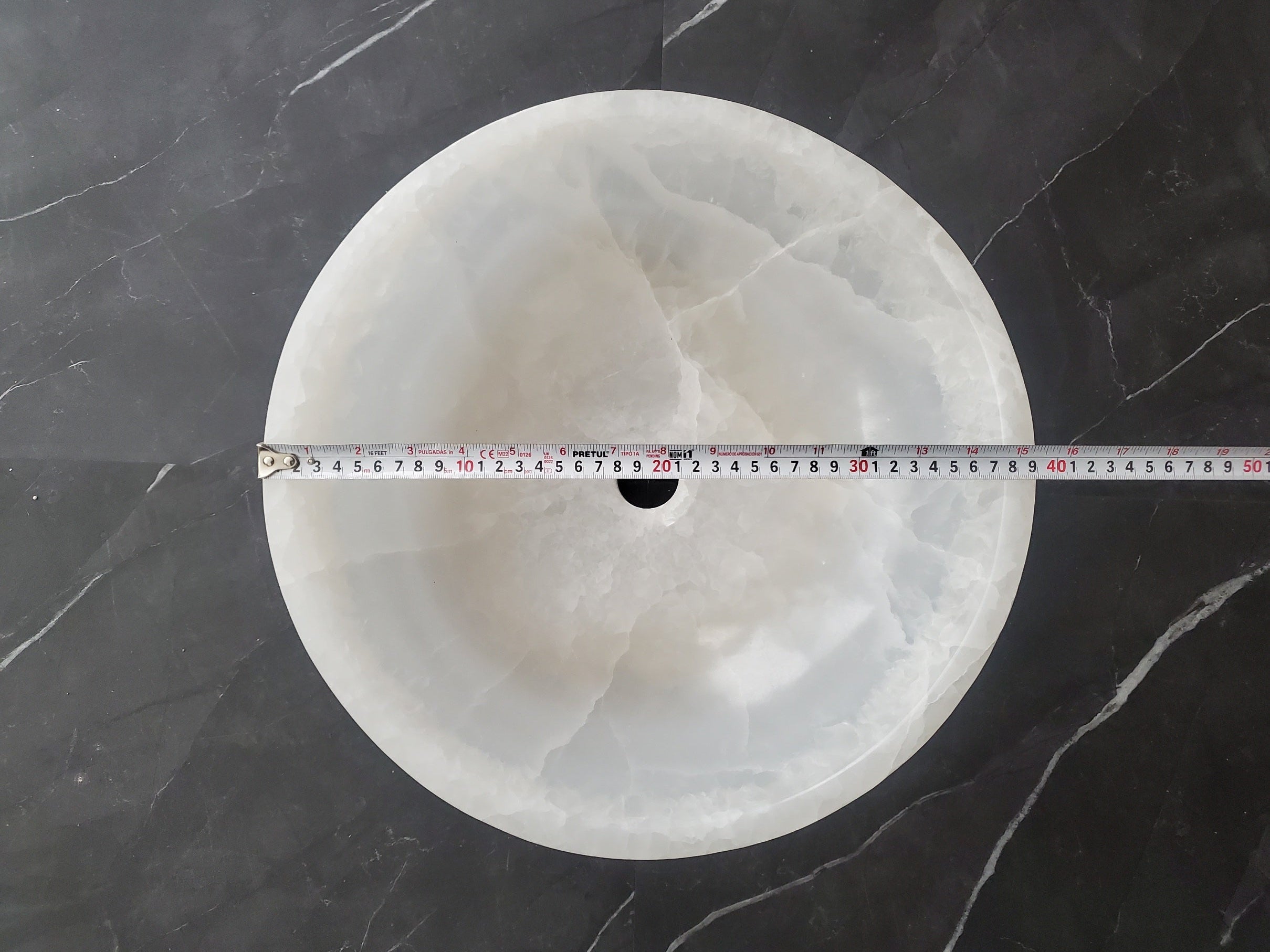 S27_08 Round Onyx Stone Vessel Sink - 15.6 x 15.6 inch