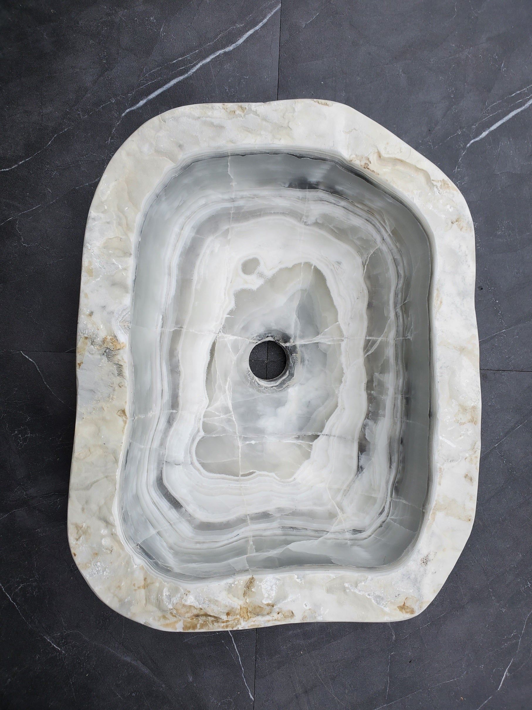 S30_06 Onyx Stone Vessel Bathroom Sink - 17 x 13.5 inch