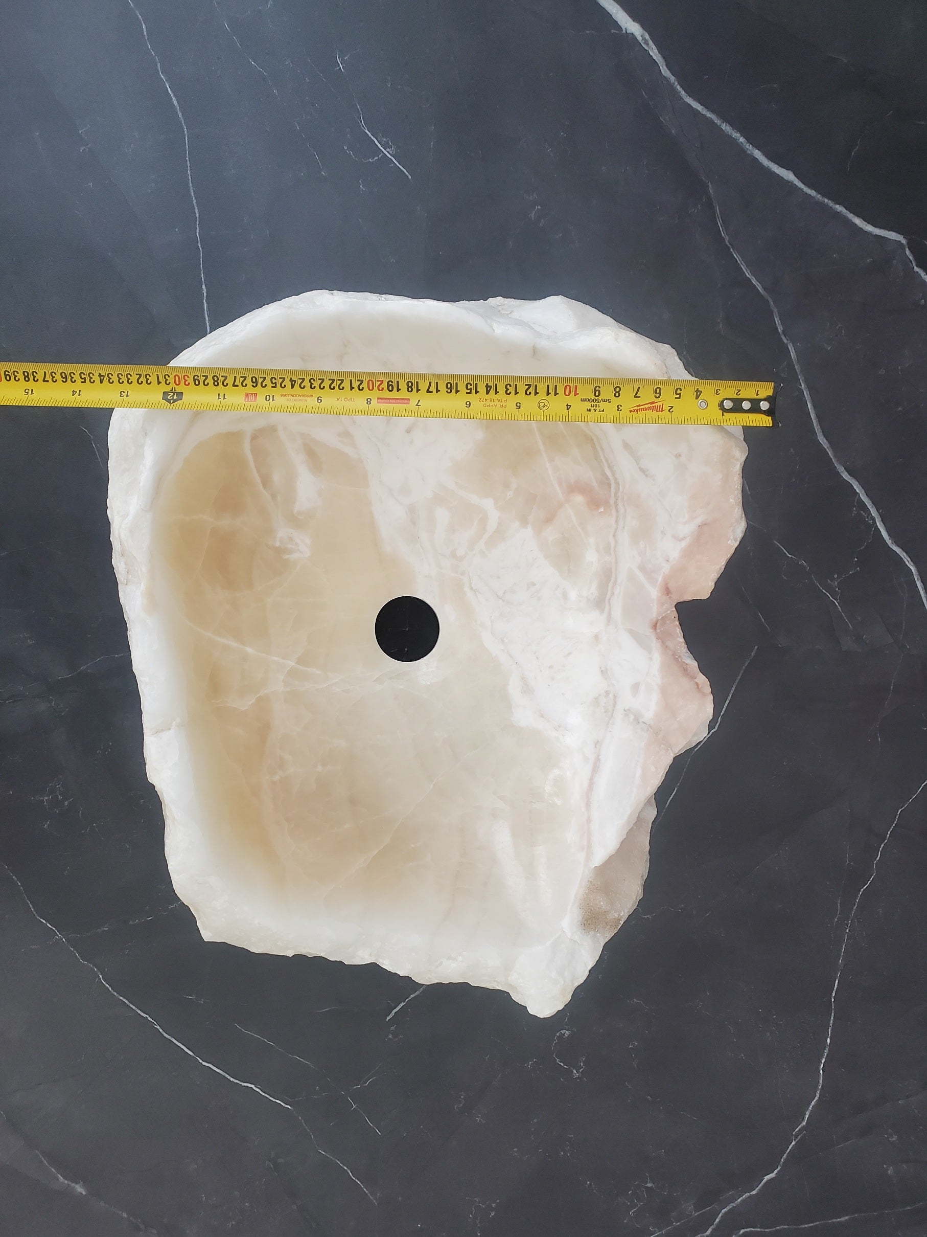 S25_06 White Onyx Stone Vessel Sink