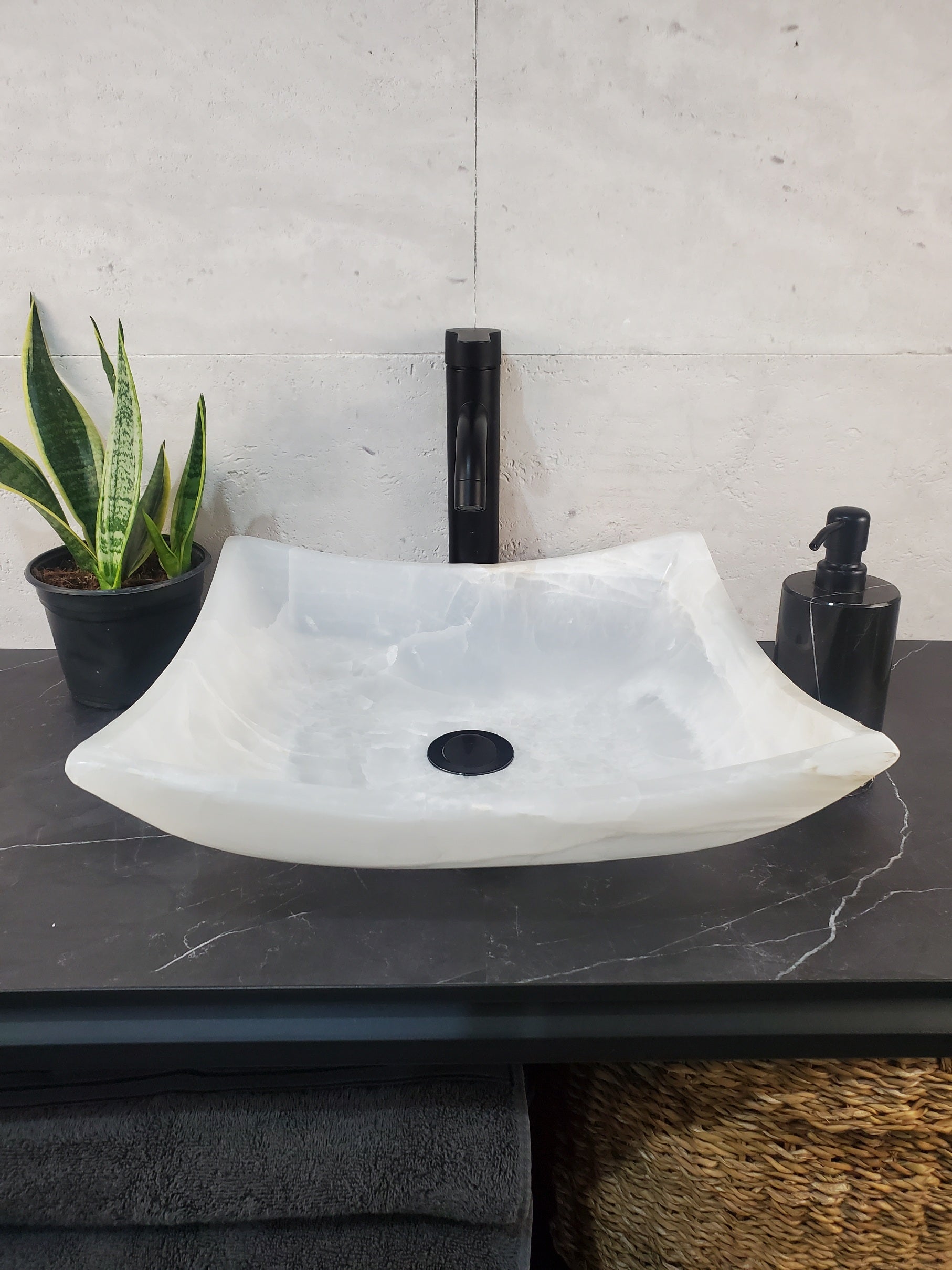 SET1030 Onyx Stone Master Bath Set of 2 (Two) Vessel Sinks