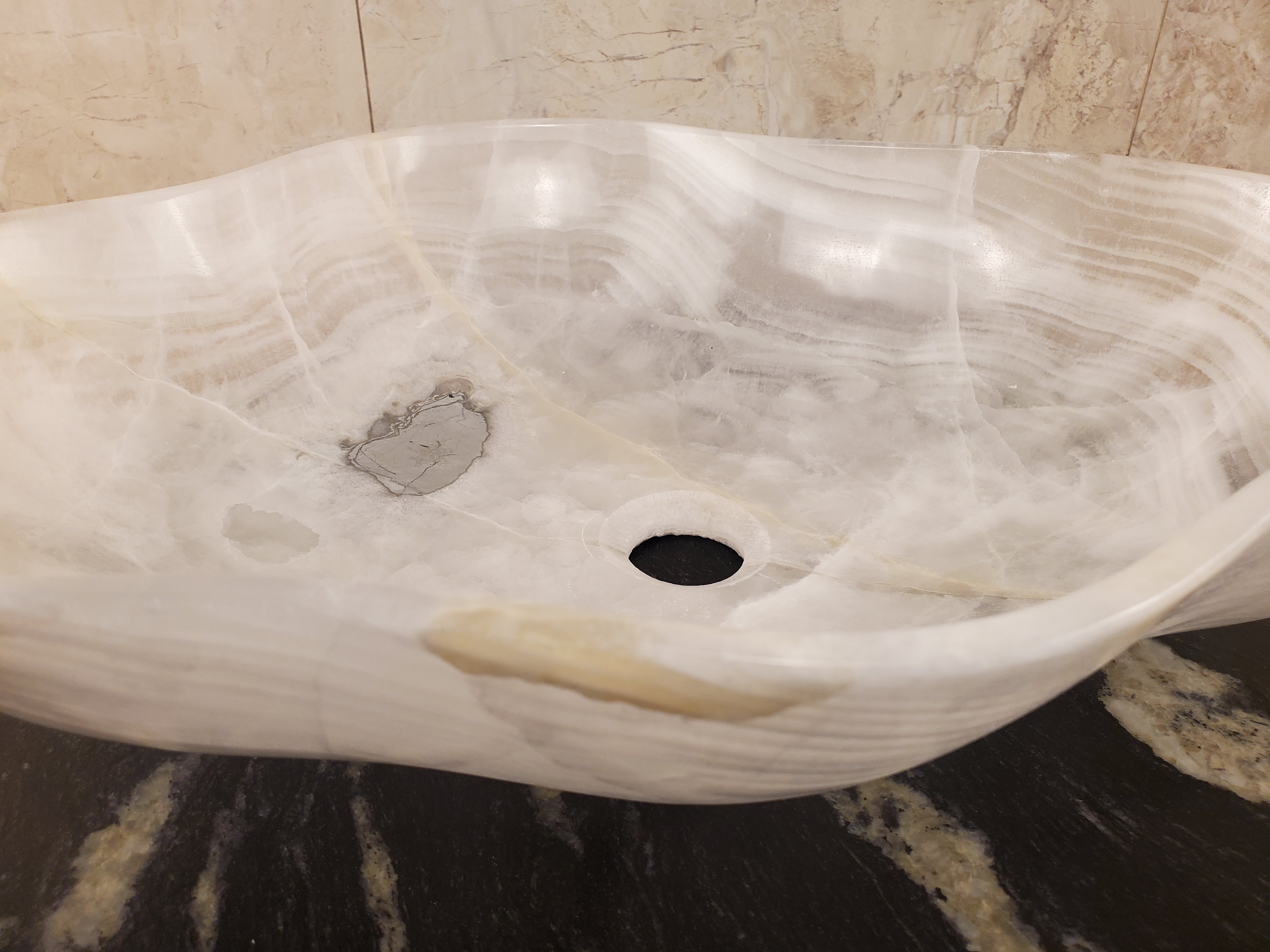 S24_19 Crystal Onyx Stone Bathroom Vessel Sink - 20 x 15 inch