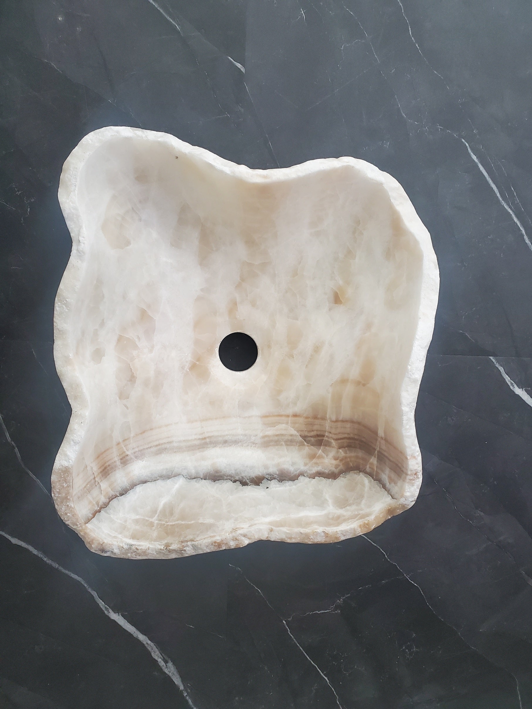S27_05 Onyx Stone Bathroom Vessel Sink - 15 x 13.5 inch