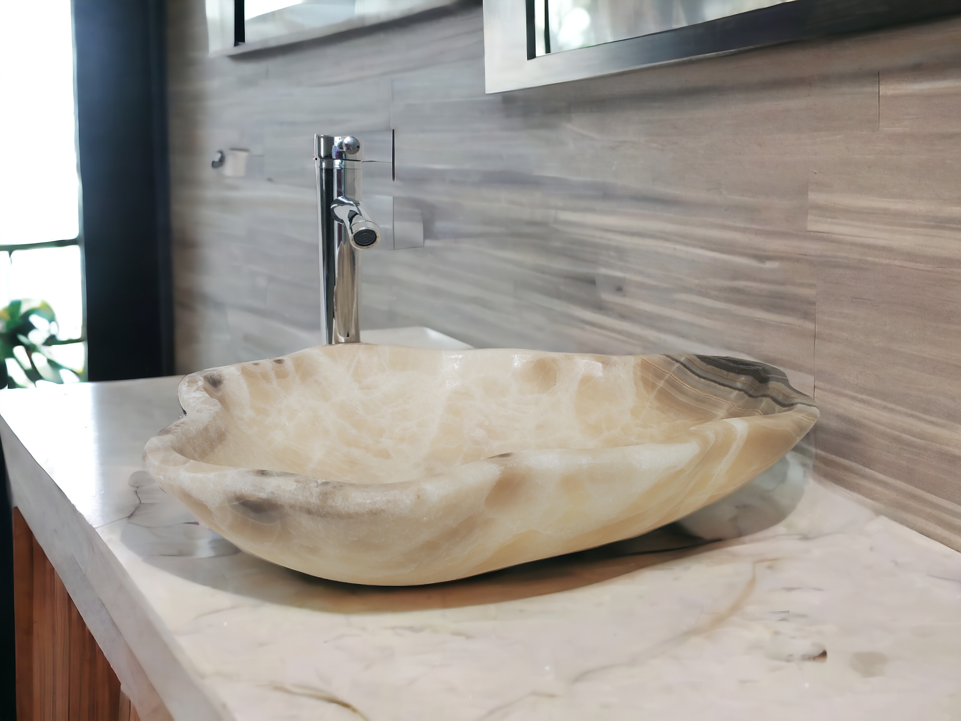 S21_15 Onyx Stone Vessel Bathroom Sink