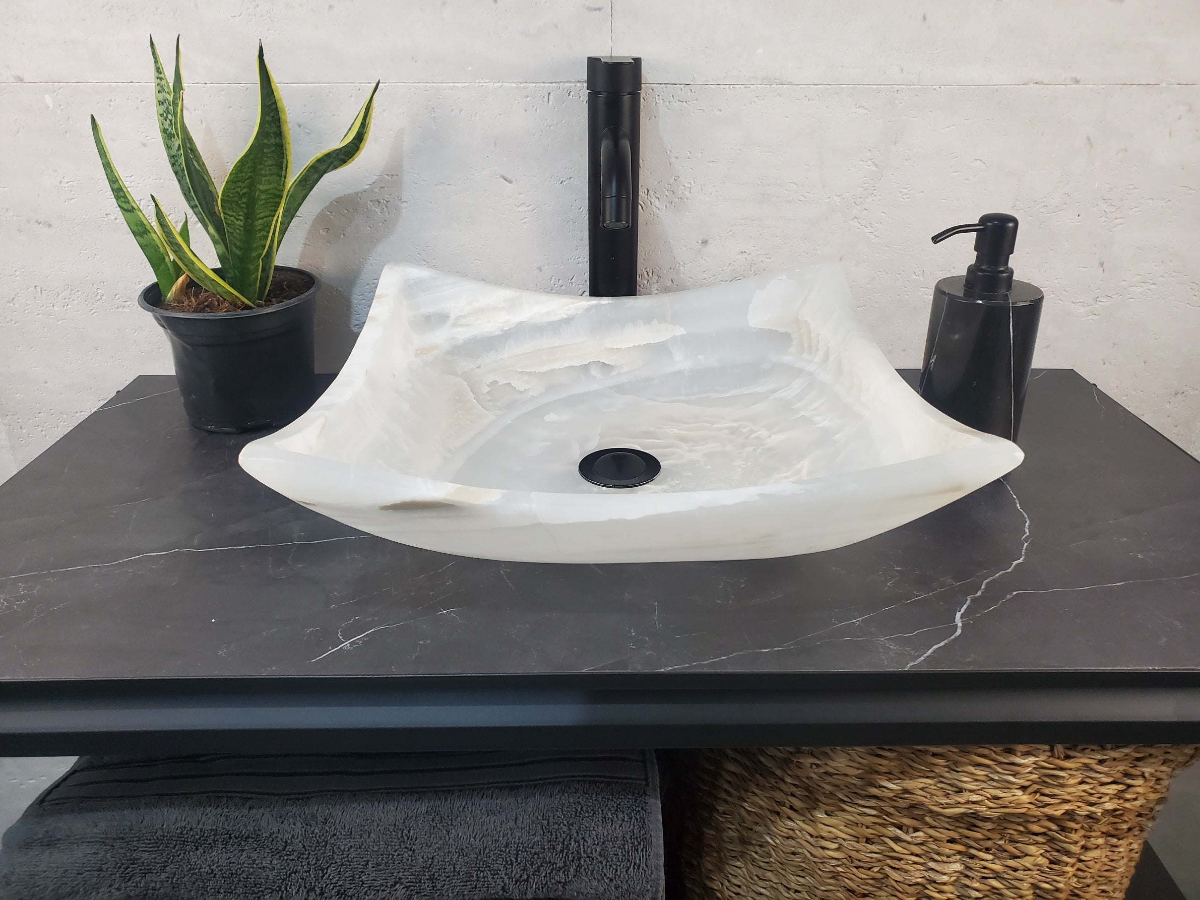 SET1030 Onyx Stone Master Bath Set of 2 (Two) Vessel Sinks