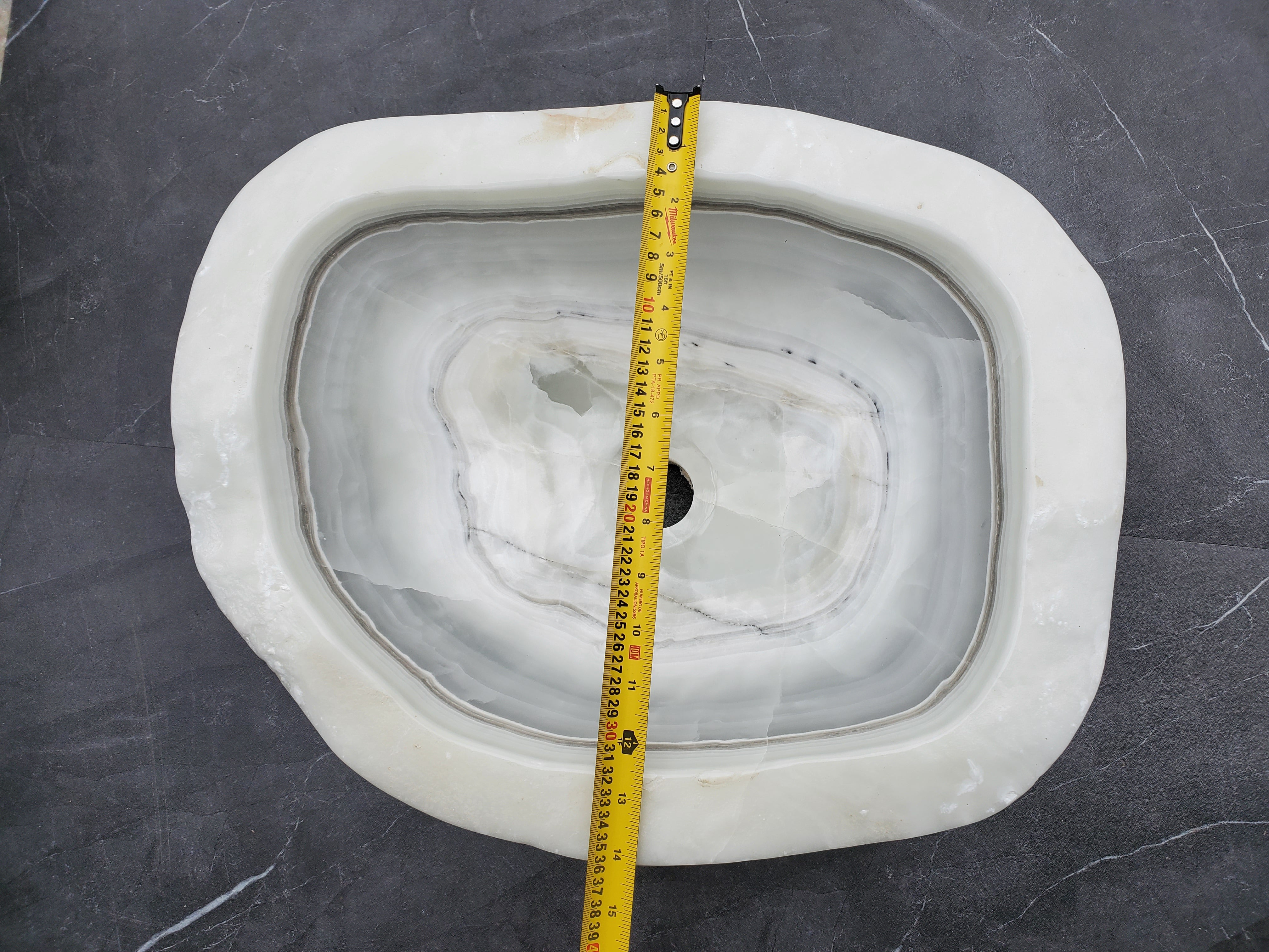 S30_09 Onyx Stone Vessel Bathroom Sink - 17.5 x 14 inch