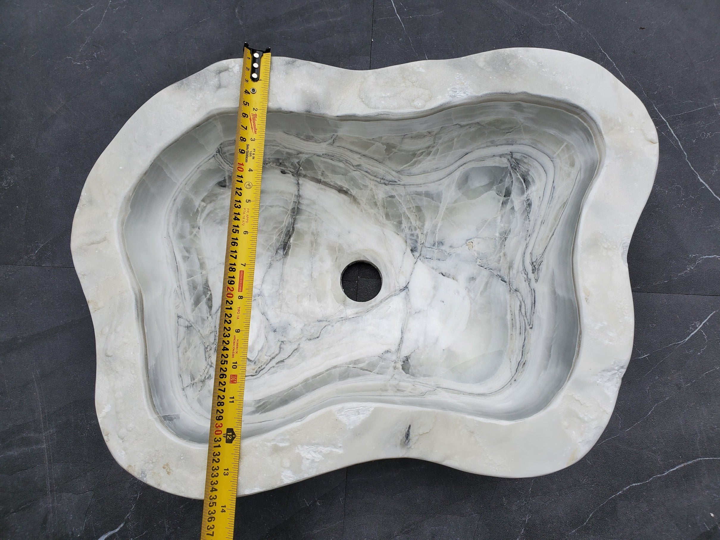 S30_12 Onyx Stone Vessel Bathroom Sink - 18.2 x 13.7 inch