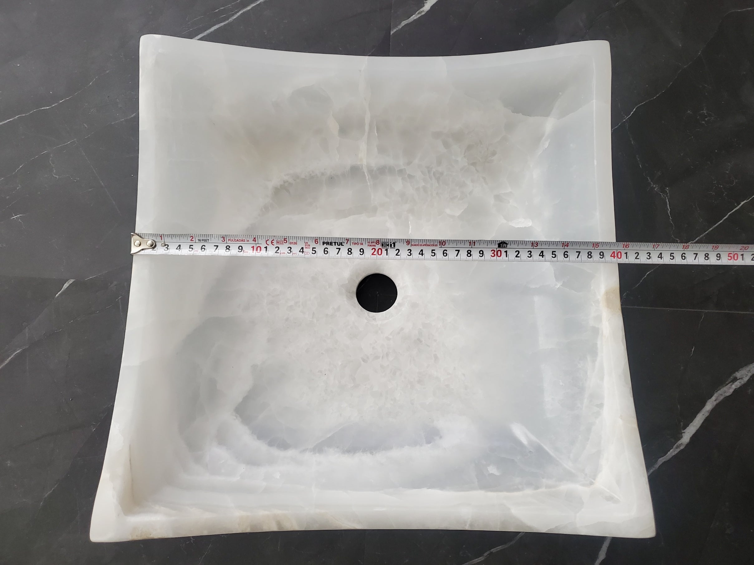 S27_07 Onyx Stone Bathroom Vessel Sink (Square)