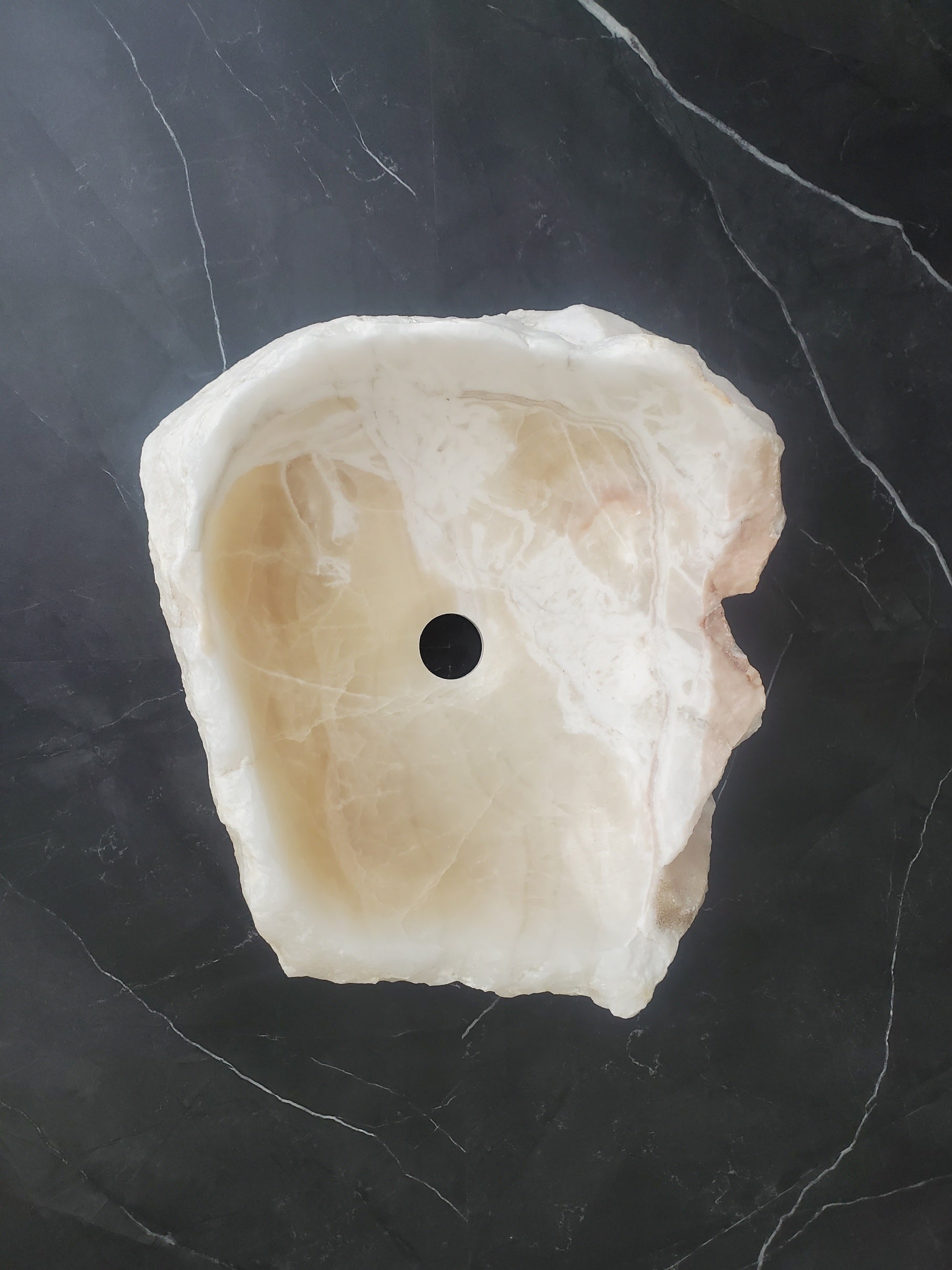 S25_06 White Onyx Stone Vessel Sink