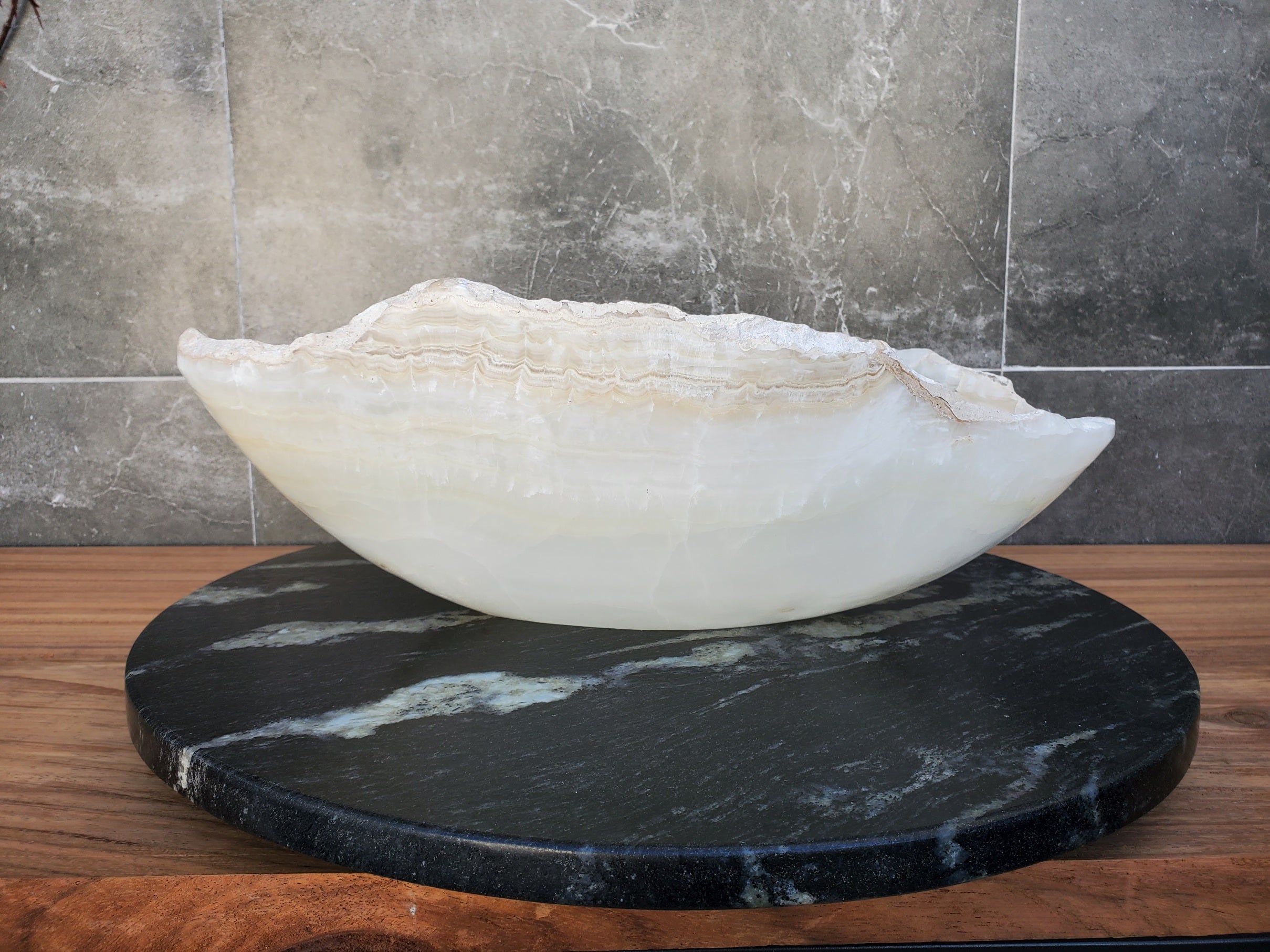 S29_07 Onyx Stone Bathroom Vessel Sink - 17 x 14 inch