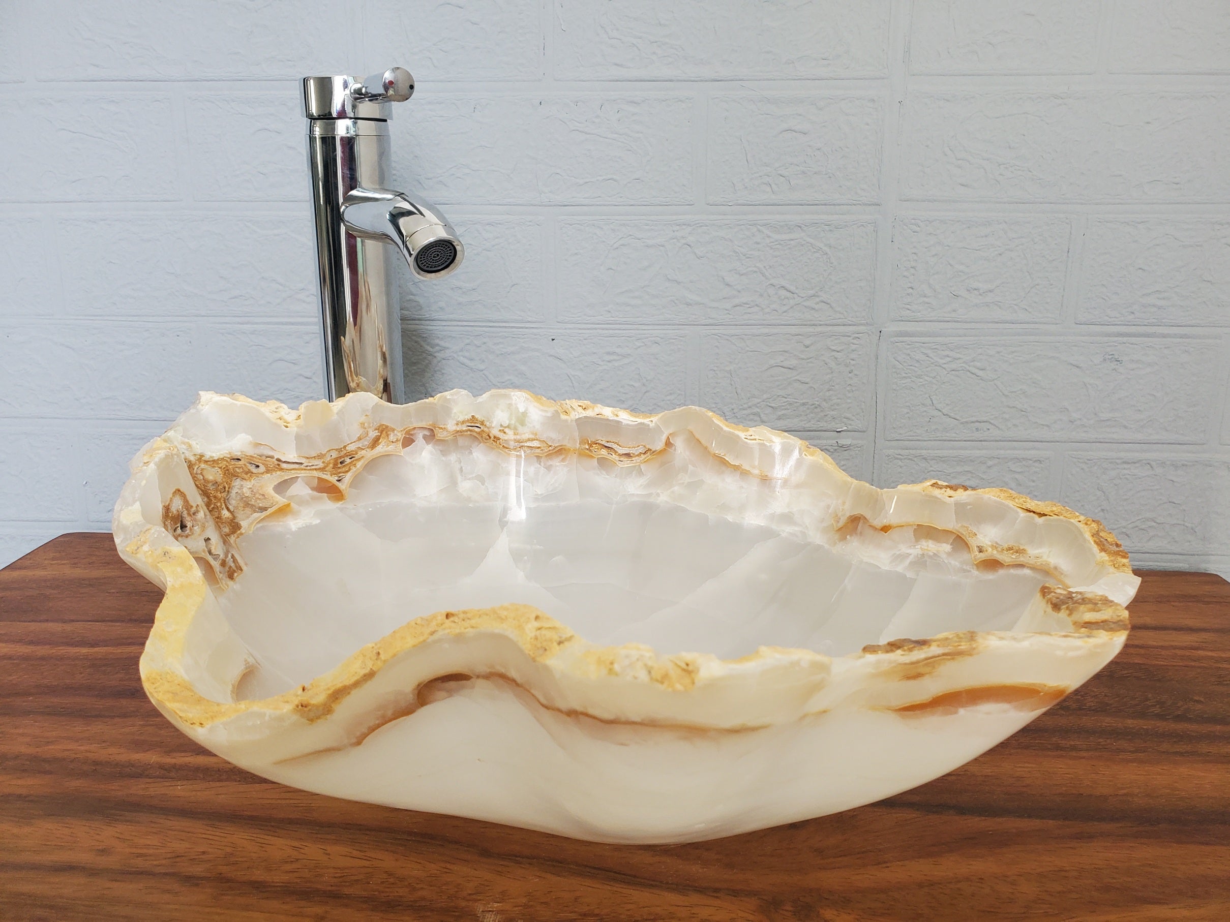 S21_17 Onyx Stone Bathroom Vessel Sink - 16.5 x 13.5 inch