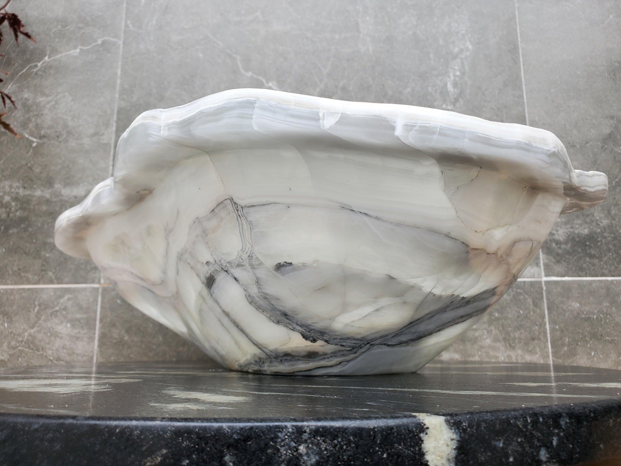 S30_12 Onyx Stone Vessel Bathroom Sink - 18.2 x 13.7 inch