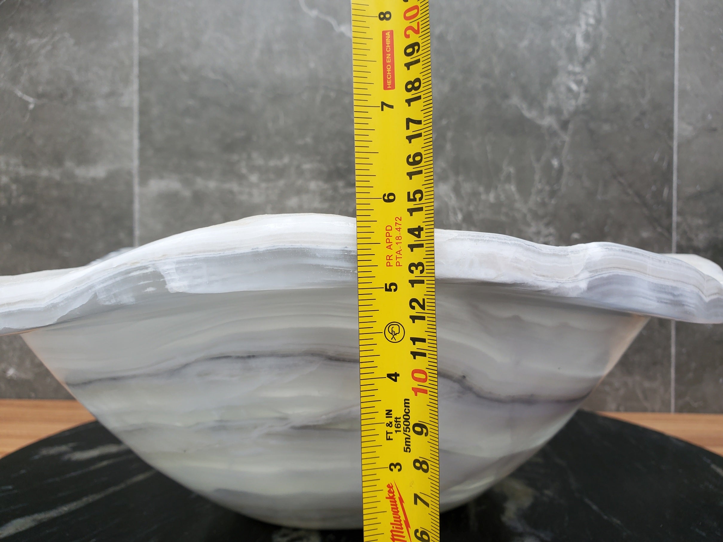 S30_05 Onyx Stone Vessel Bathroom Sink - 18 x 14.5 inch
