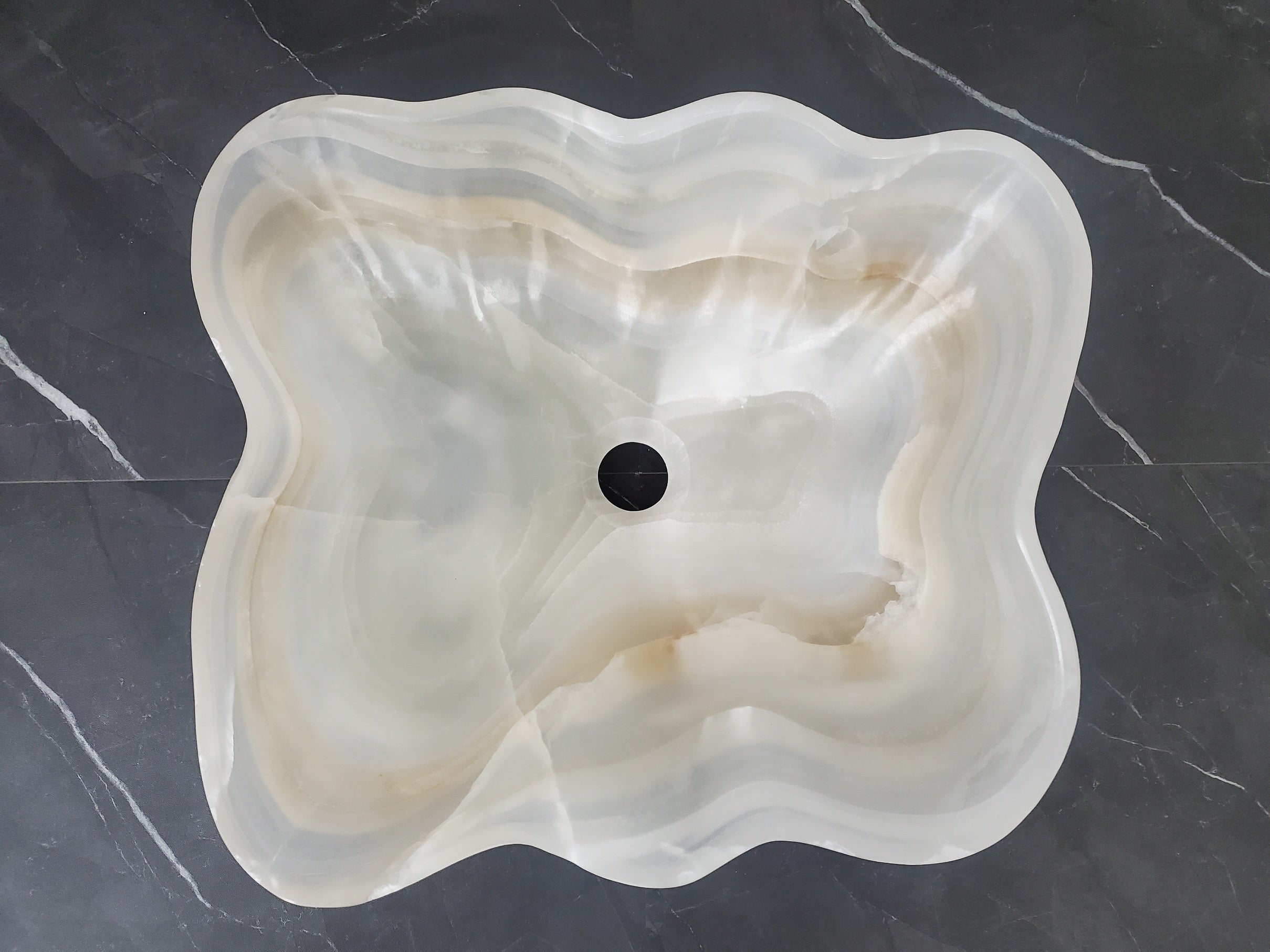 S27_01 White Onyx Stone Bathroom Vessel Sink