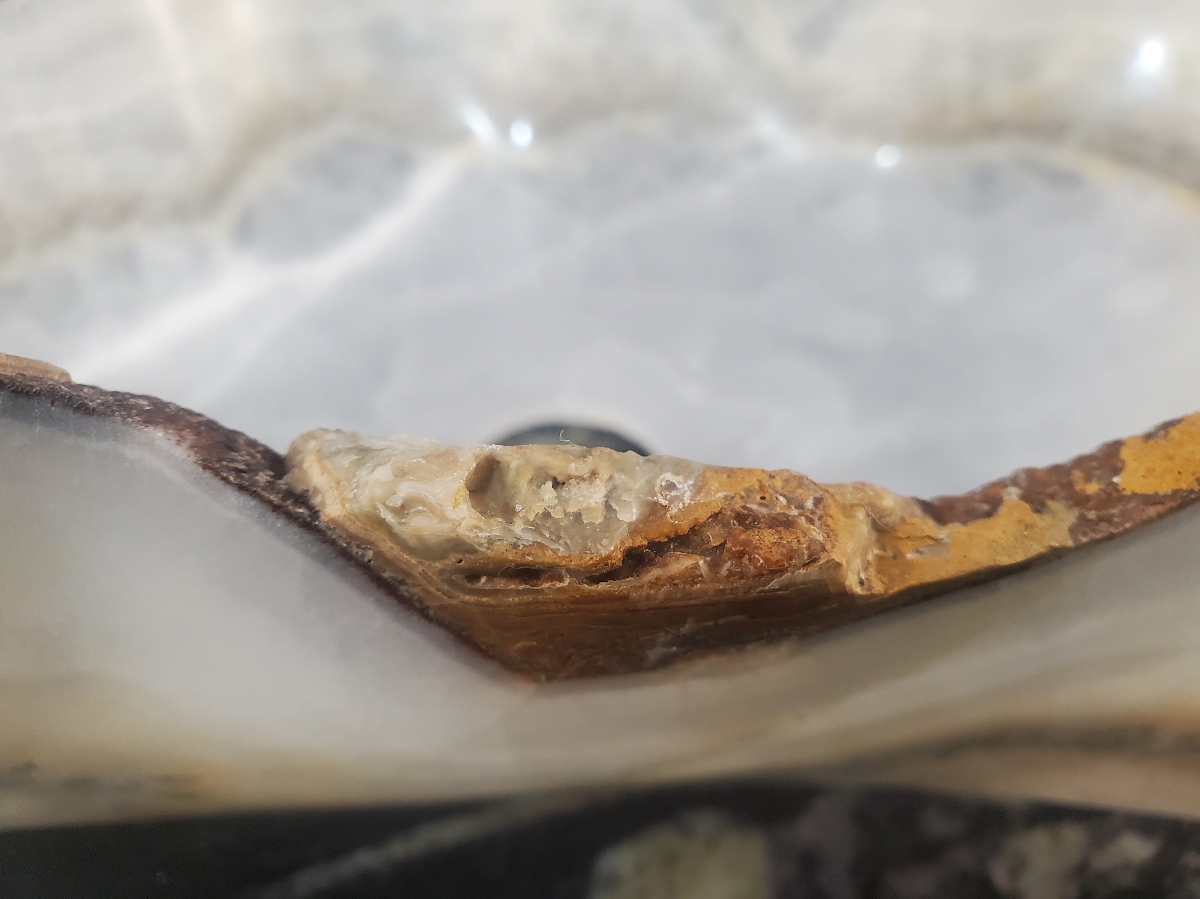 S27_03 White Onyx Stone Bathroom Vessel Sink - 18 x 10.5 inch