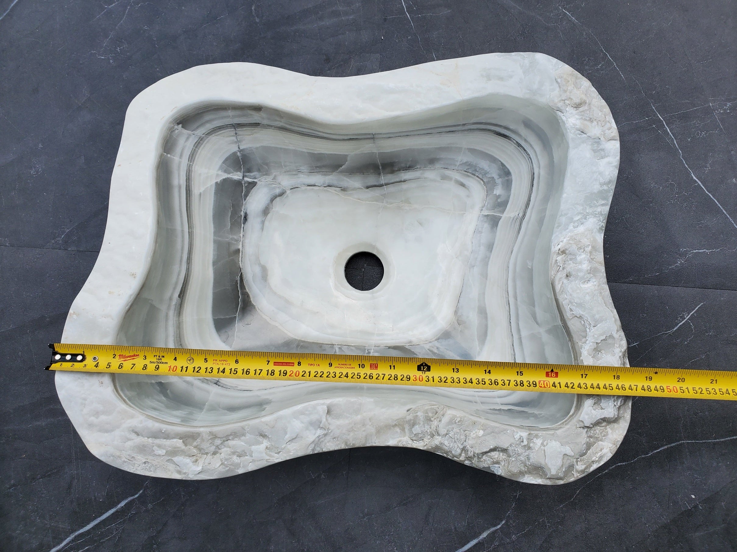 S30_11 Onyx Stone Vessel Bathroom Sink - 18.5 x 14.5 inch