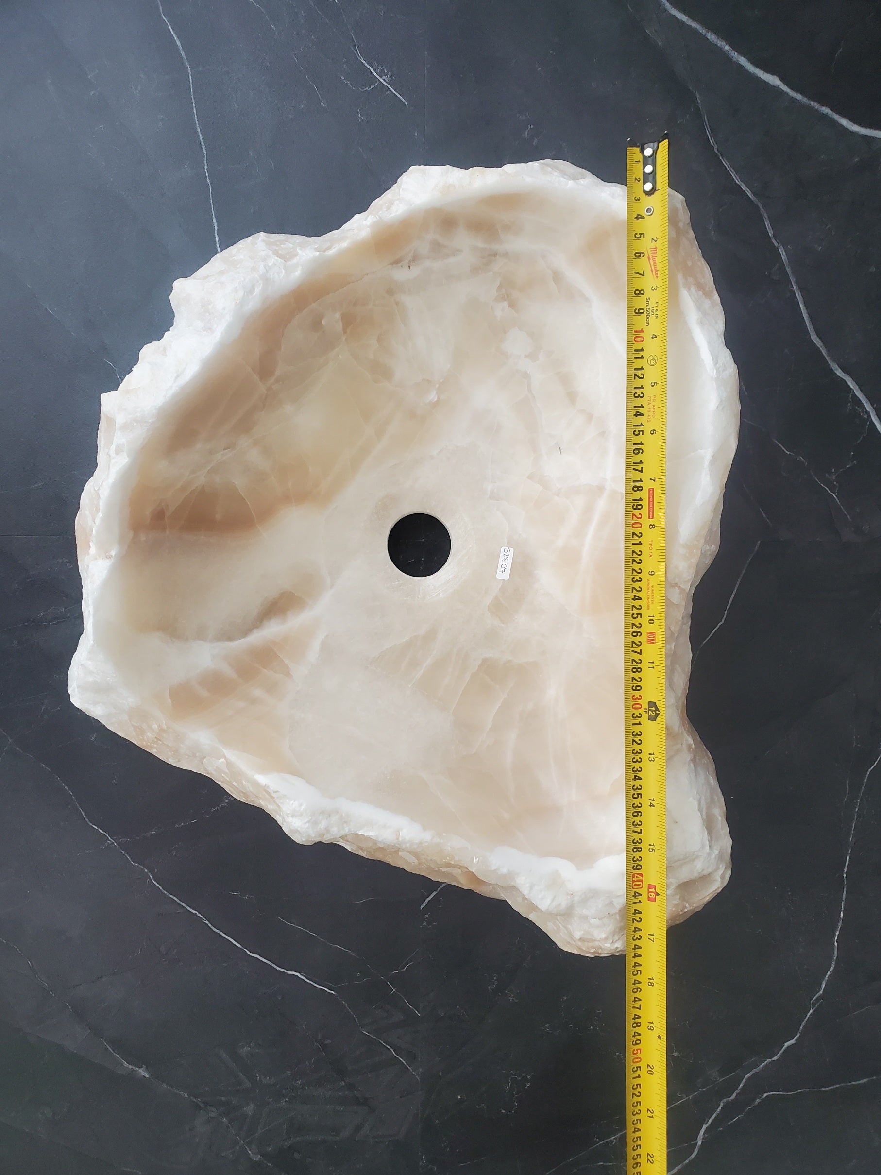 S25_07 White Onyx Stone Vessel Sink