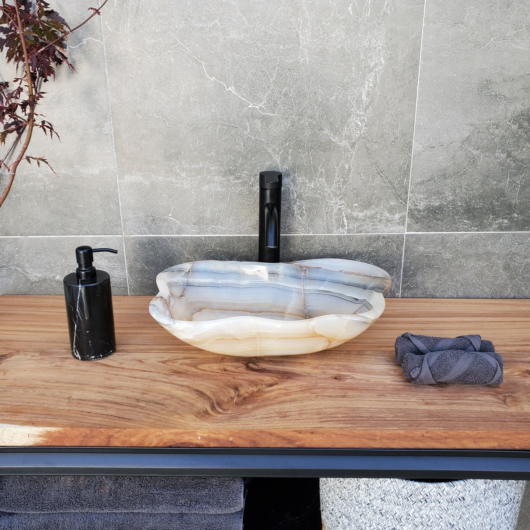 S29_10 Onyx Stone Vessel Bathroom Sink