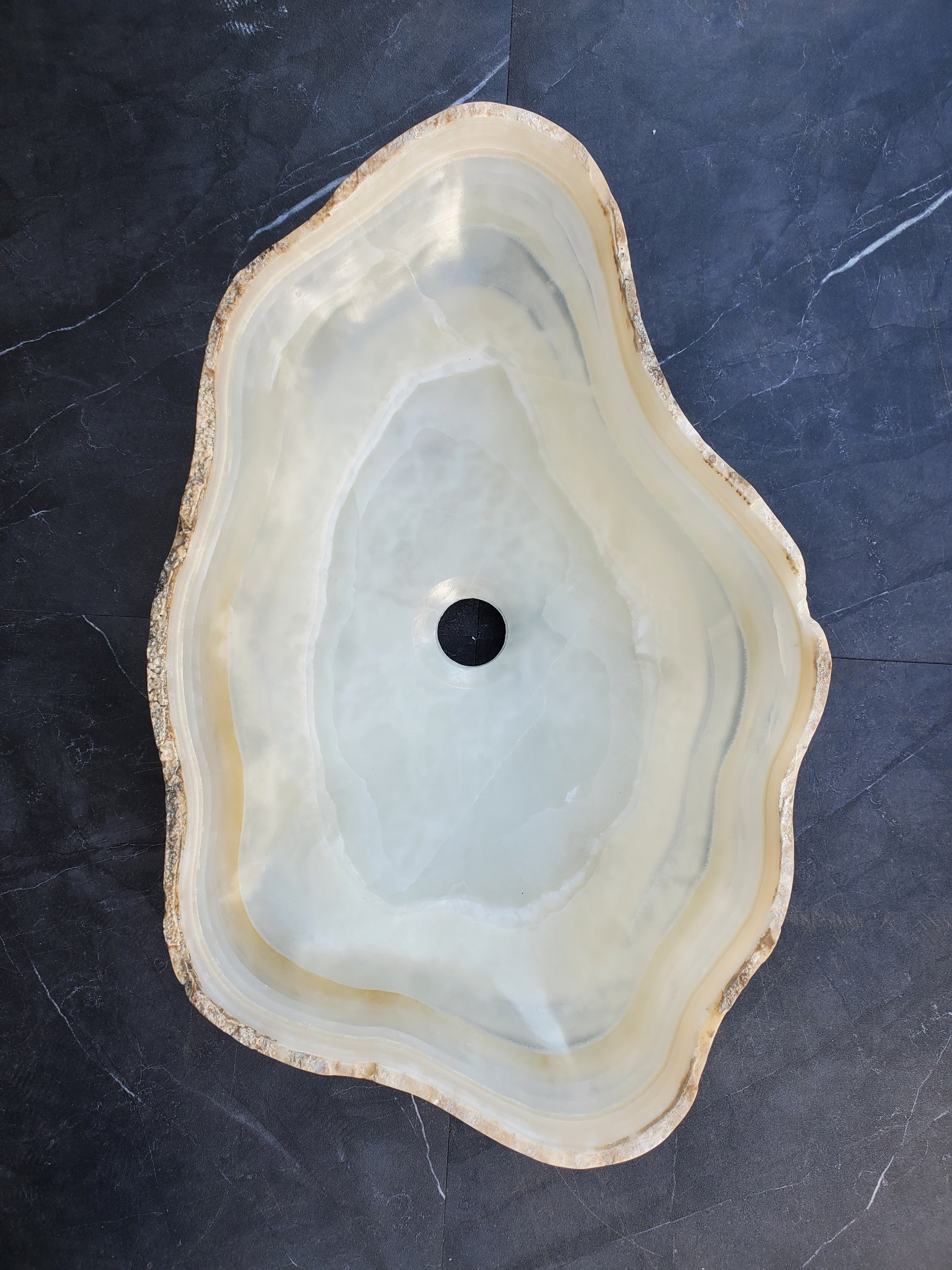 S29_09 Onyx Stone Vessel Bathroom Sink - 22 x 14.5 inch