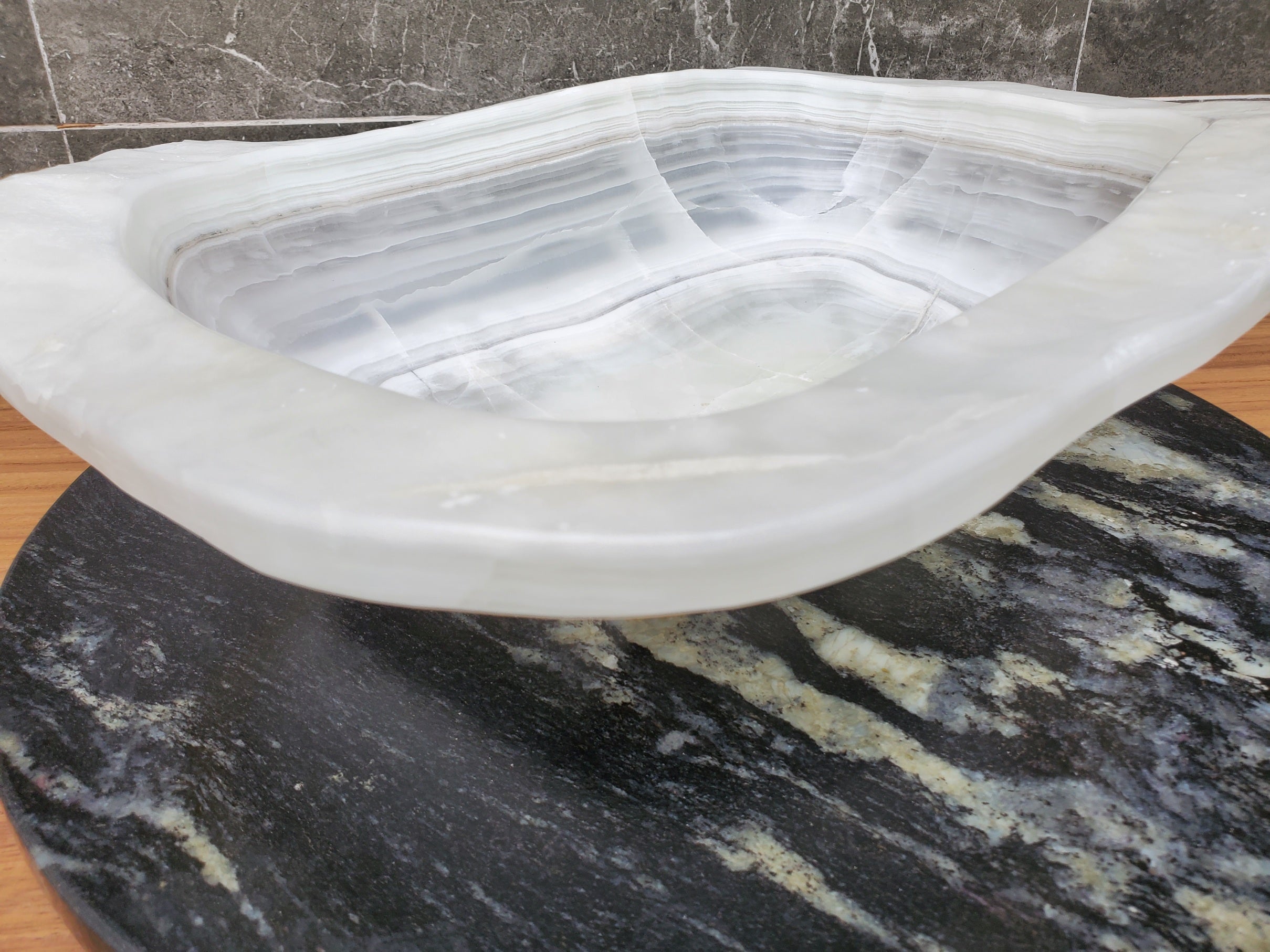 S30_10 Onyx Stone Vessel Bathroom Sink - 17 x 14 inch