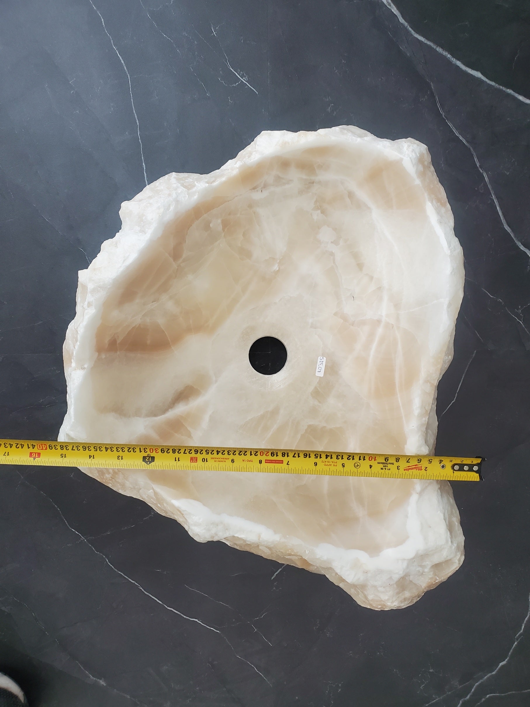 S25_07 White Onyx Stone Vessel Sink