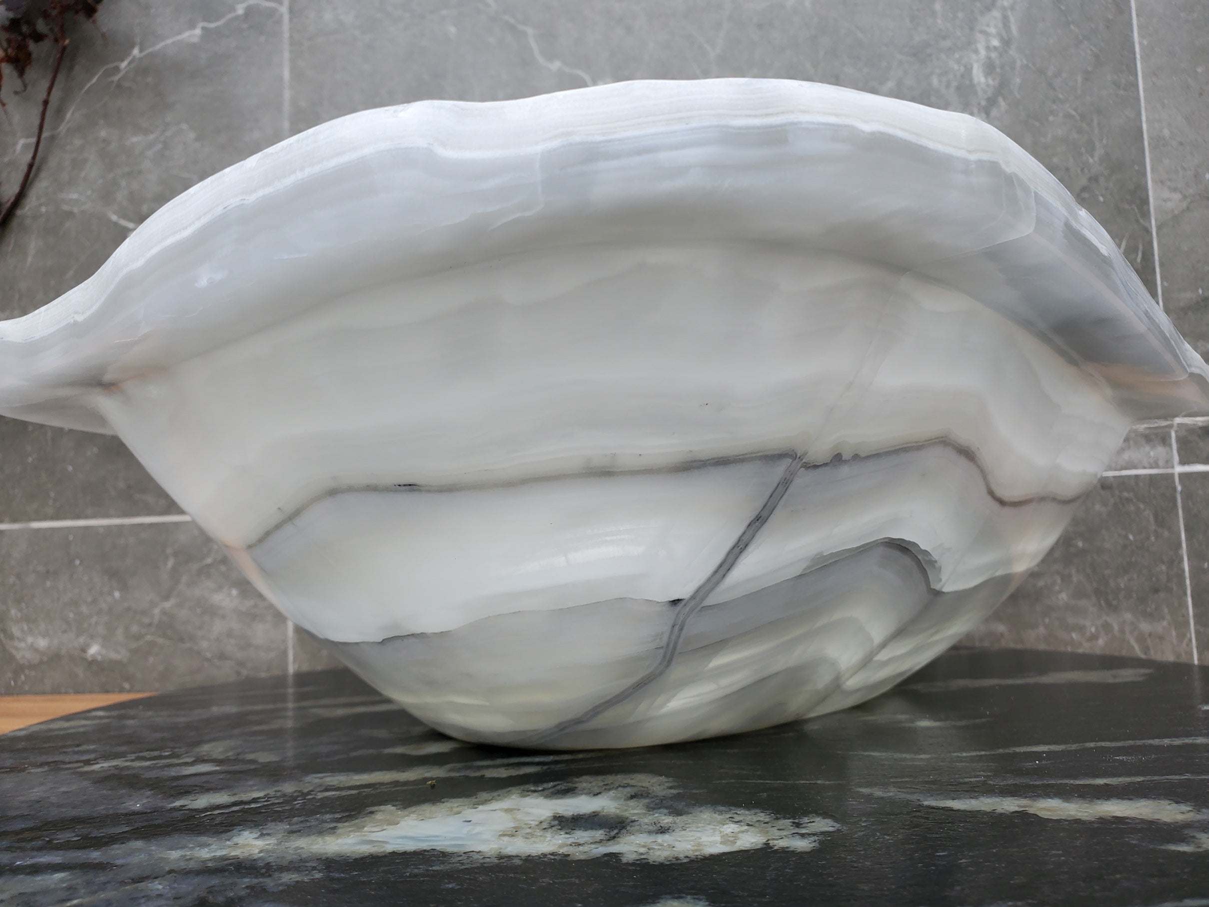 S30_05 Onyx Stone Vessel Bathroom Sink - 18 x 14.5 inch