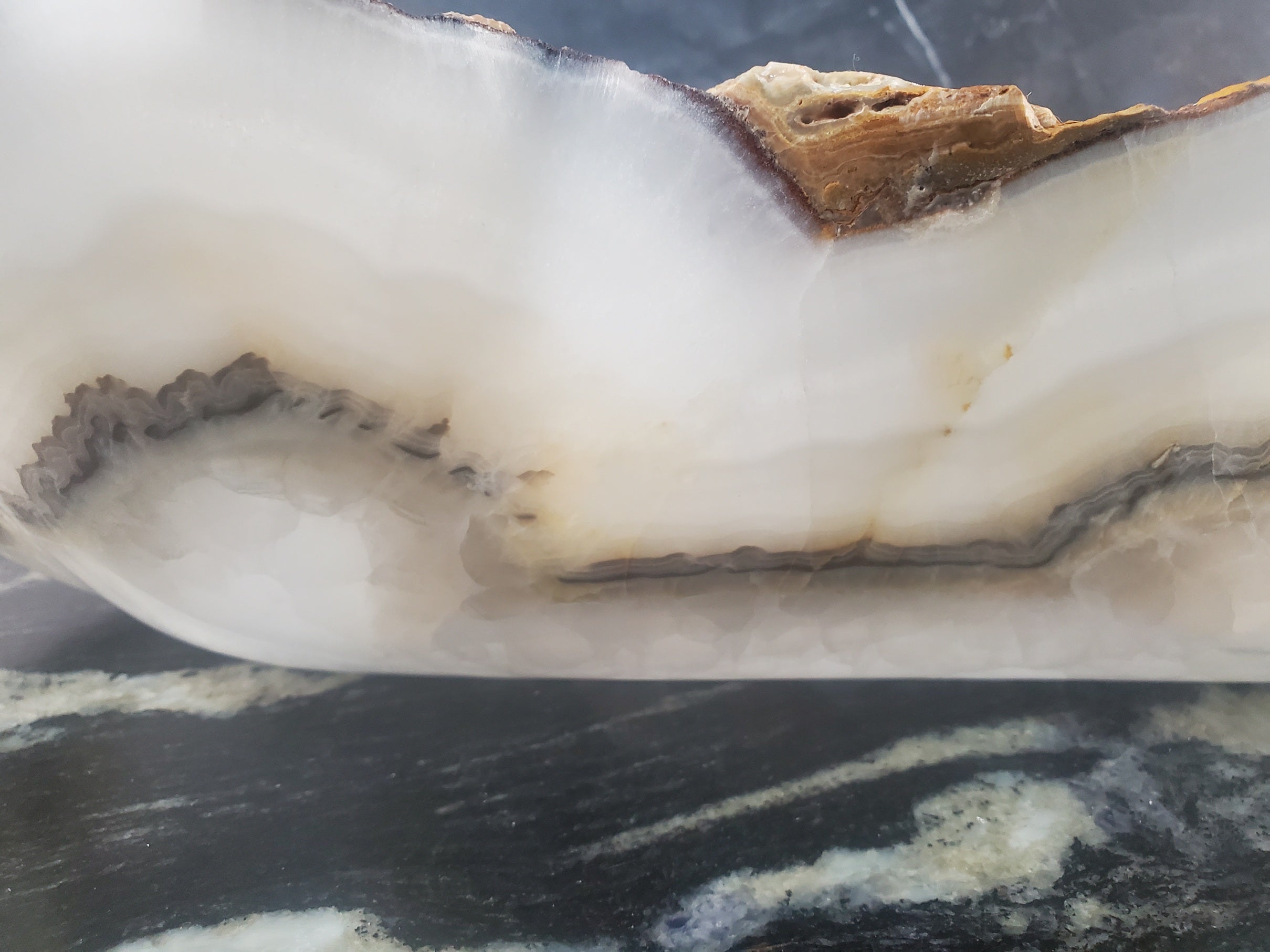 S27_03 White Onyx Stone Bathroom Vessel Sink - 18 x 10.5 inch